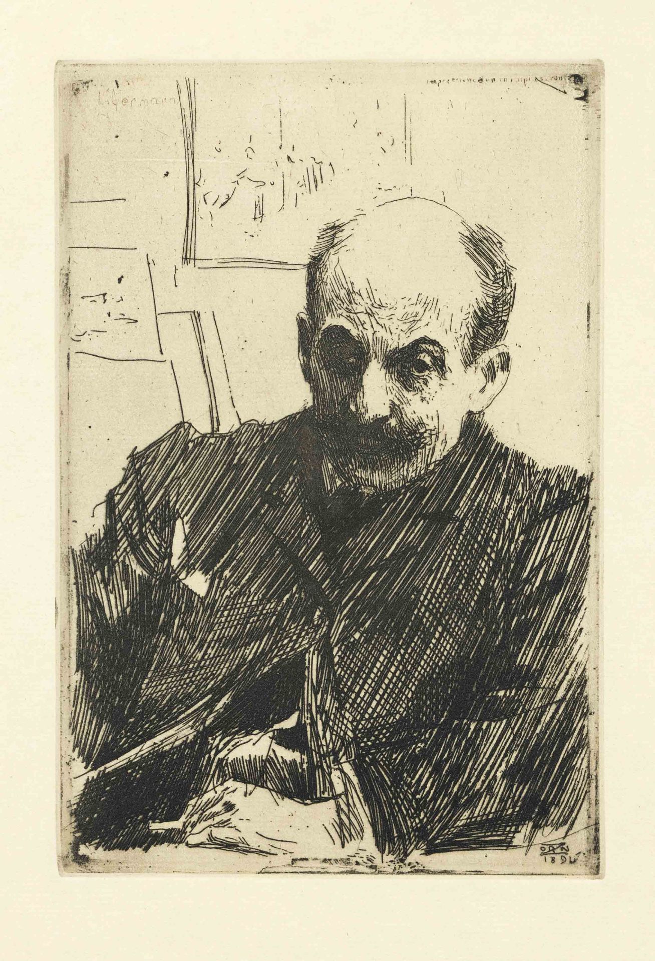 Anders Zorn (1860-1920), portrait of Max Liebermann, etching with drypoint, signed and dated 1891 in