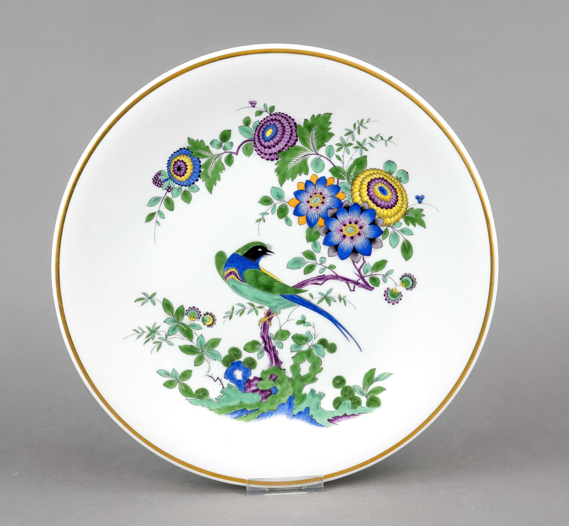 Large wall plate, Meissen, mark after 1950, 1st choice, polychrome Kakiemon painting with Indian