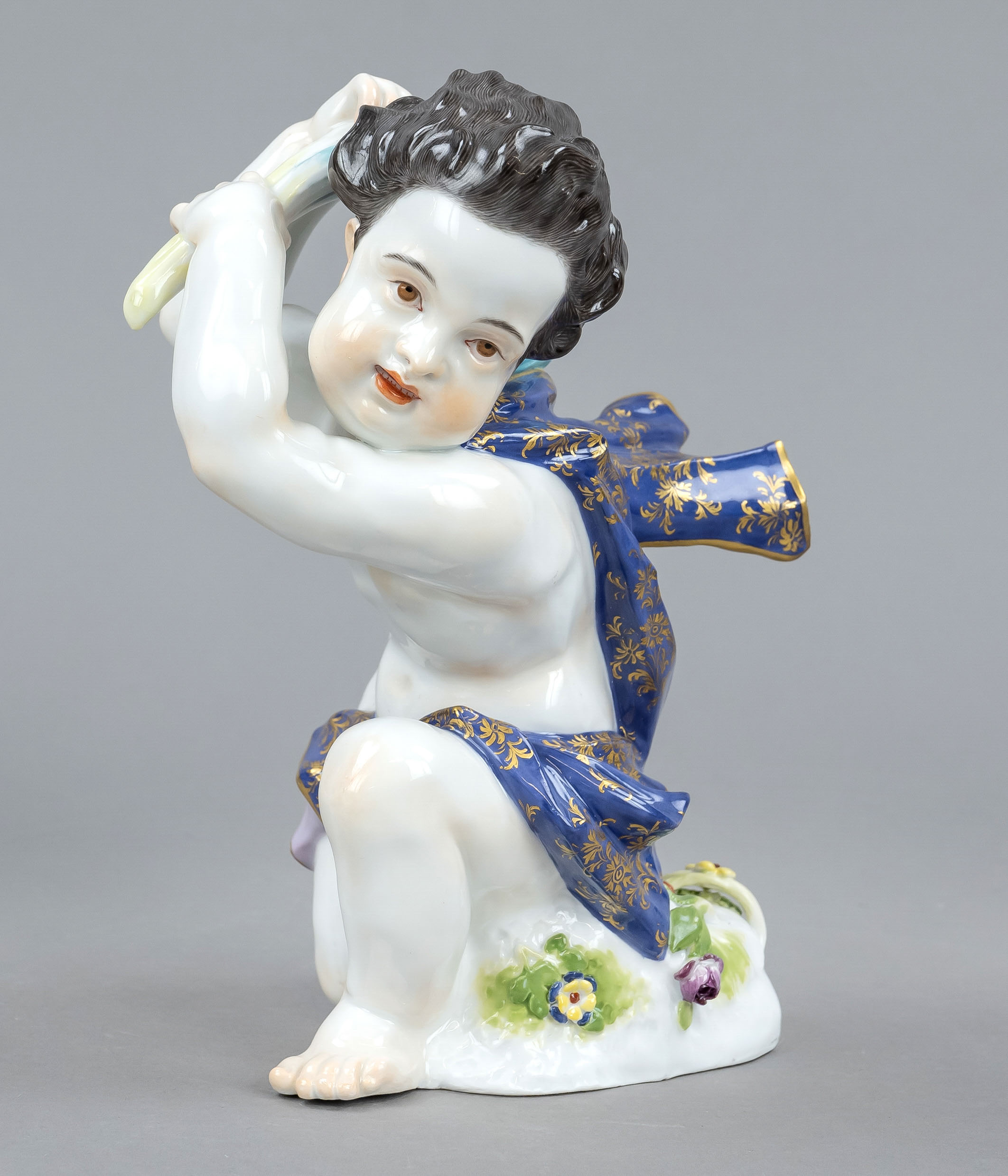 Cupid with palm leaf, Meissen, Knauff Schwerter 1850-1924, 1st choice, designed by Johann Joachim