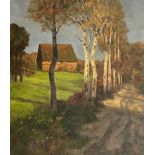 Wencke, Sophie. 1874 Bremerhaven - 1963 Worpswede. Worpswede birch path in the autumn sun. Oil/