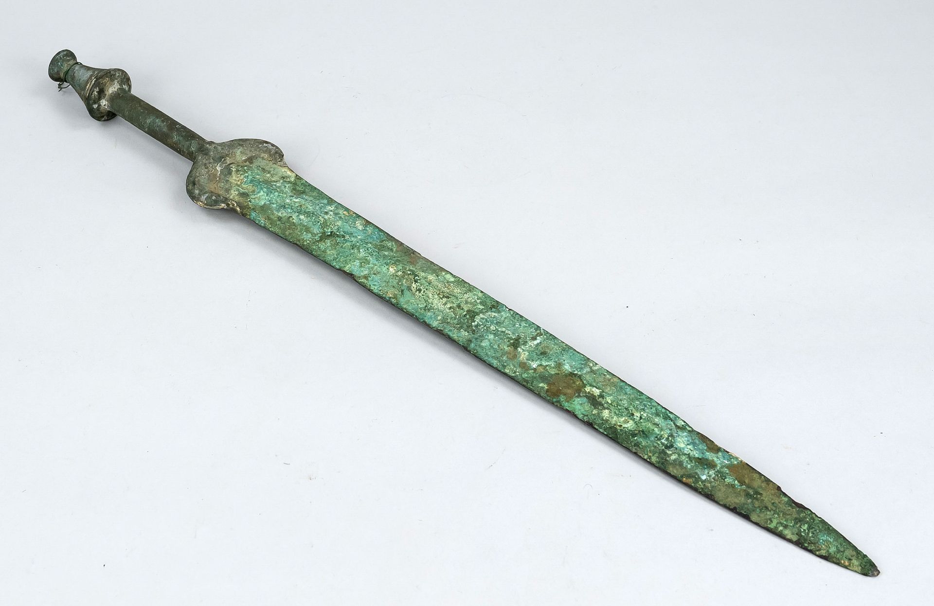 Sword, bronze, ca 1000 BC, probably Amlash or Luristan. Double-edged blade with central ridge.