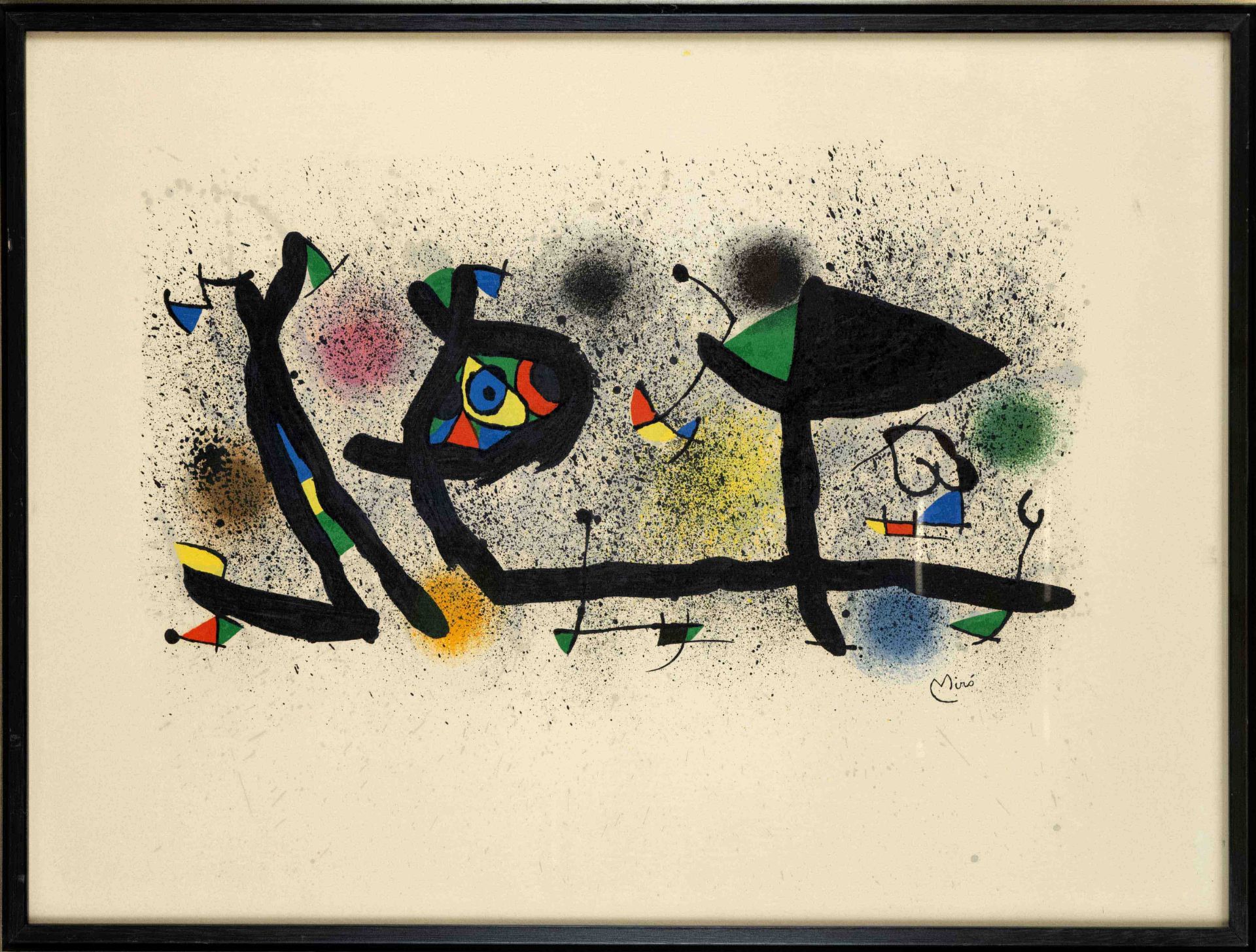 Joan Miro (1893-1983), two color lithographs, each signed lower right in stone, paper browned, 55