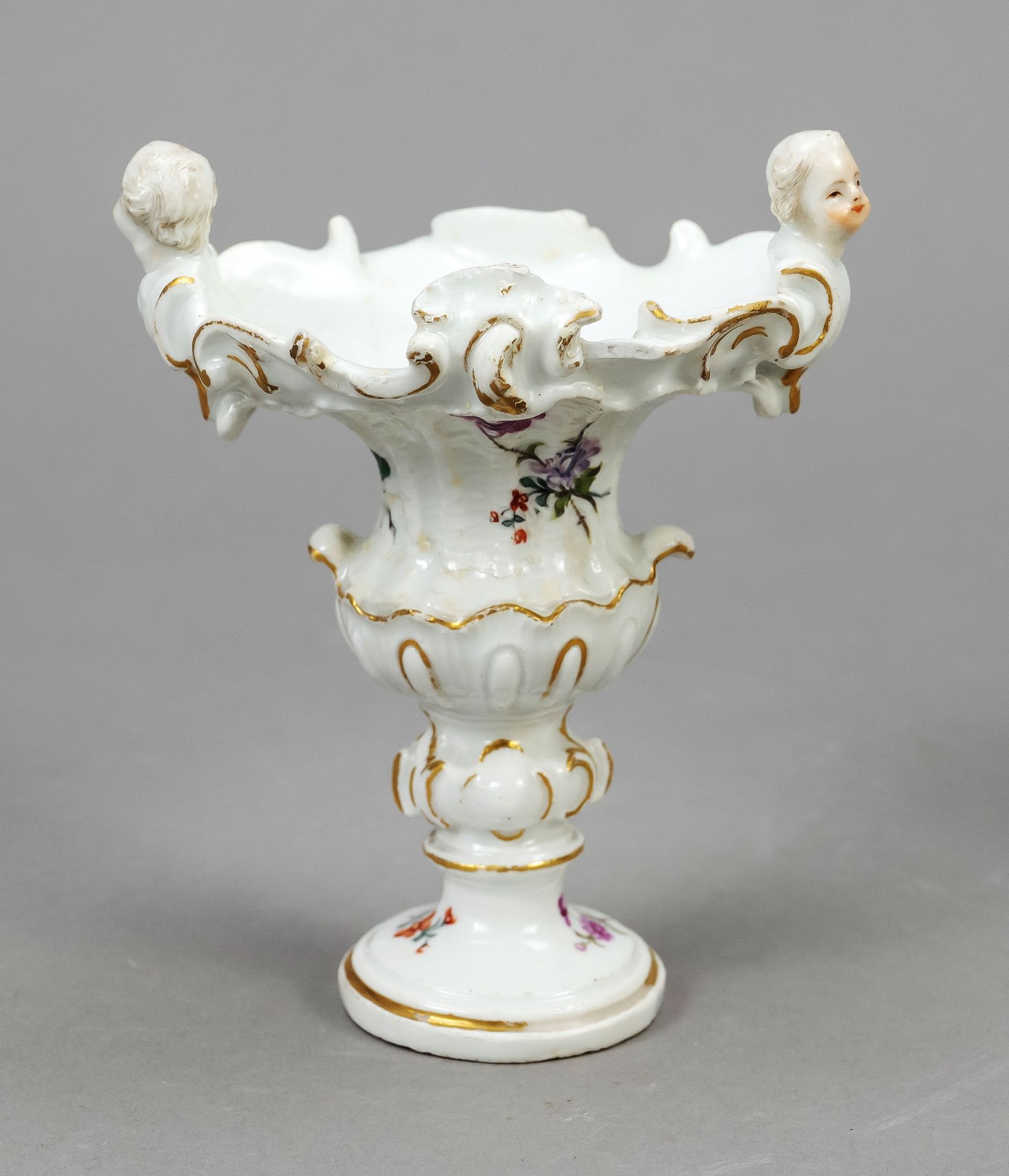 Baroque miniature vase, w. Meissen, 18th century, so called orange cup, urn shape with relief