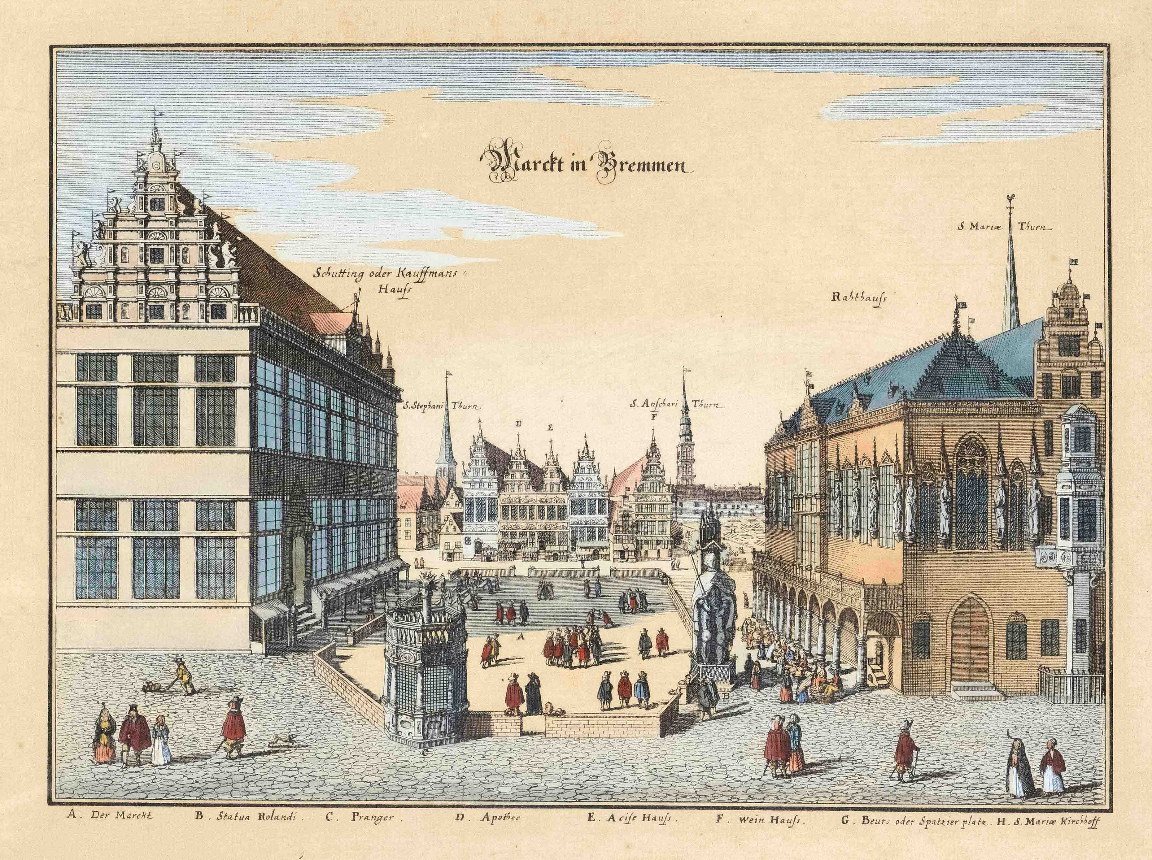 Two historical views of Bremen from: Topographia Saxoniae Inferioris by Matthäus Merian the