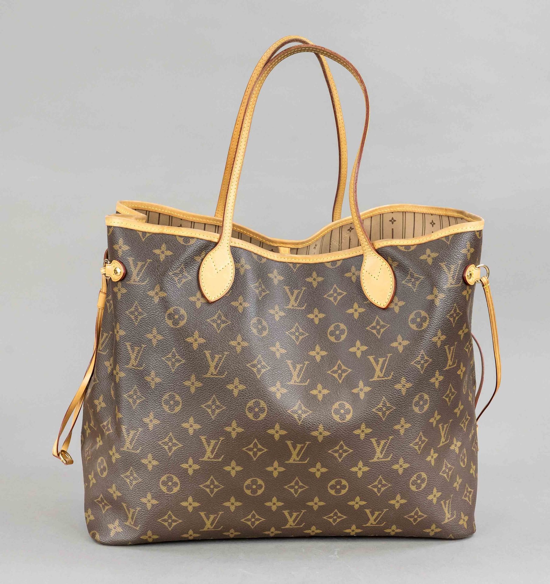 Louis Vuitton, Neverfull Monogram Canvas GM Bag, rubberized cotton fabric in classic logo print