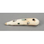 Shibayama eggplant okimono, probably Meiji period(1868-1912), ivory carving with mineral and