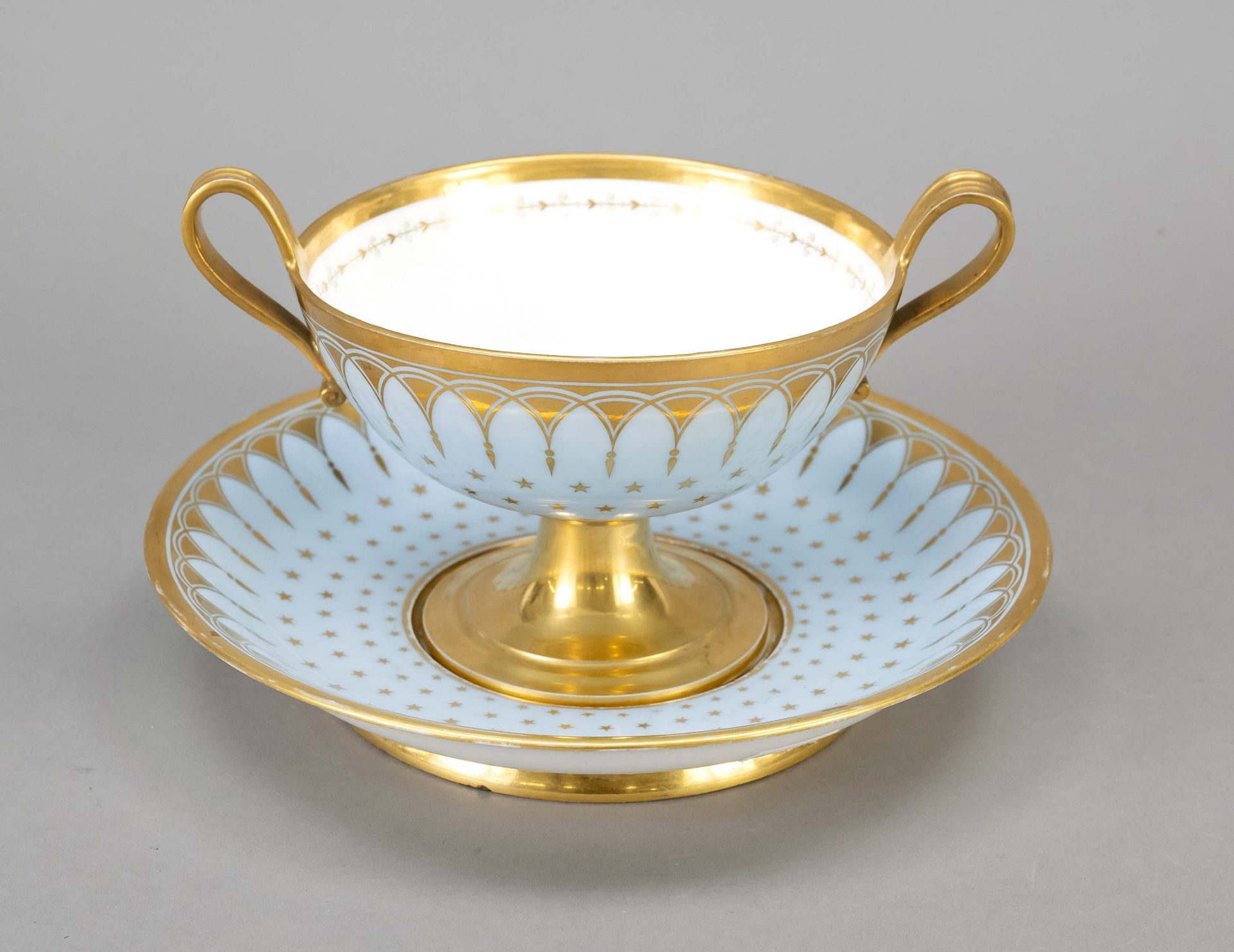 Small soup bowl on saucer, Sevres, France, mark 1st Empire 1804-1814, so called 'coupe à bouillon