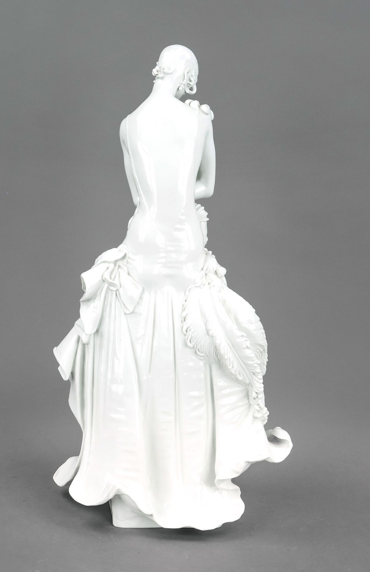 Art deco figure 'Lady with fan', Meissen, 21st century, 1st choice, pressed mark for white - Image 2 of 2