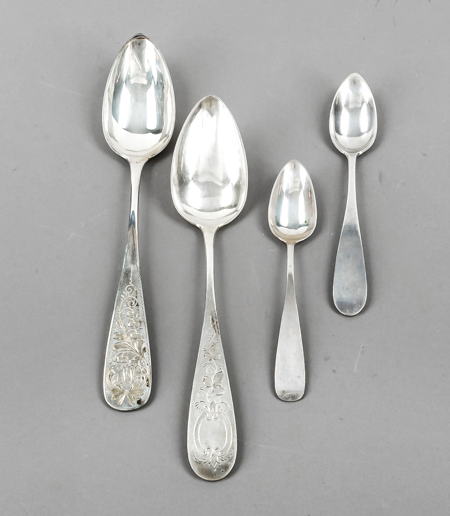 mixed lot of 35 spoons, mostly German, 19th/20th century, silver of different fineness, different