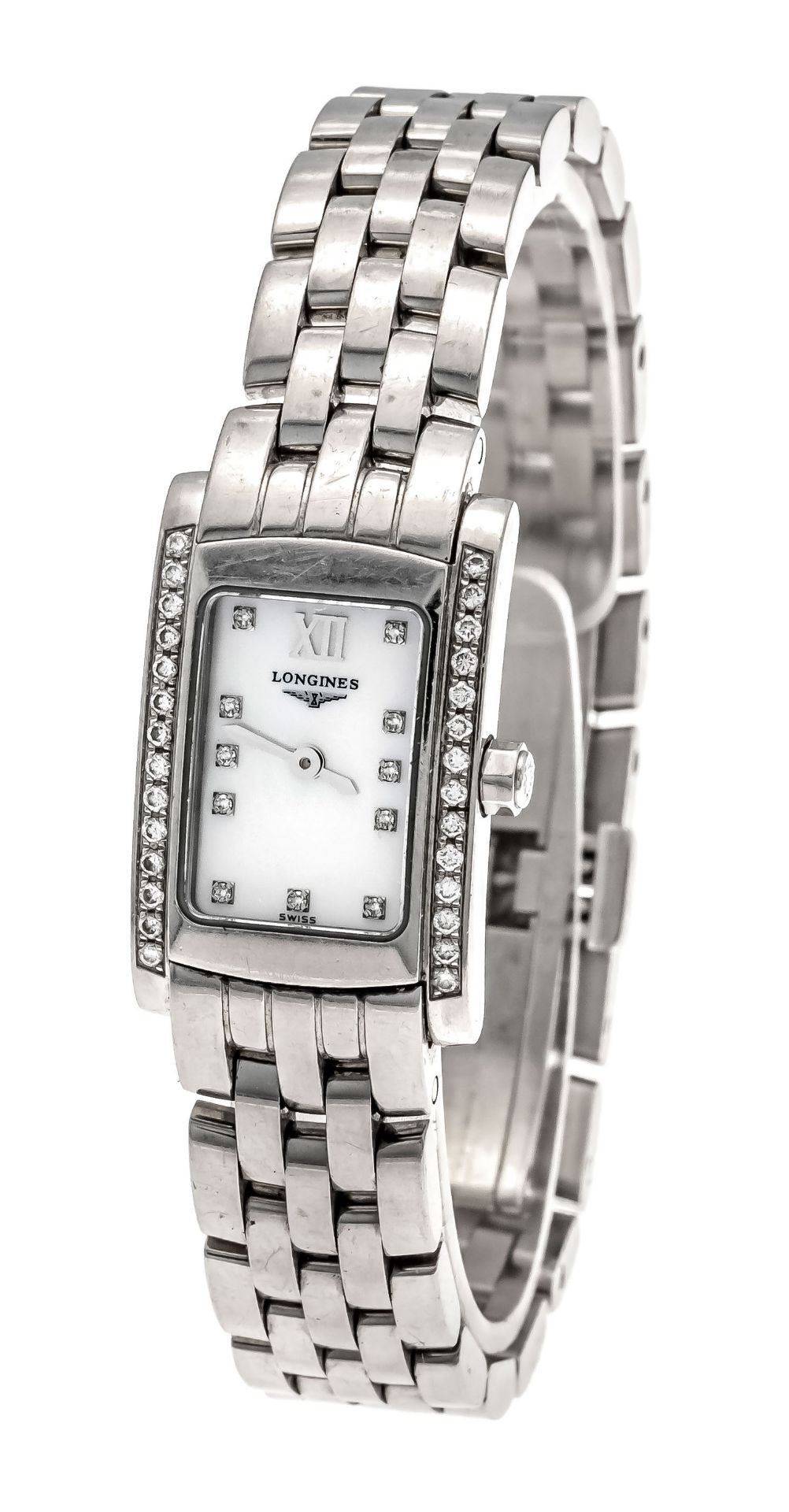 Longines ladies quartz watch, Dolce Vita ref. L5.158.0, steel with 28 diamonds in a diamond setting,