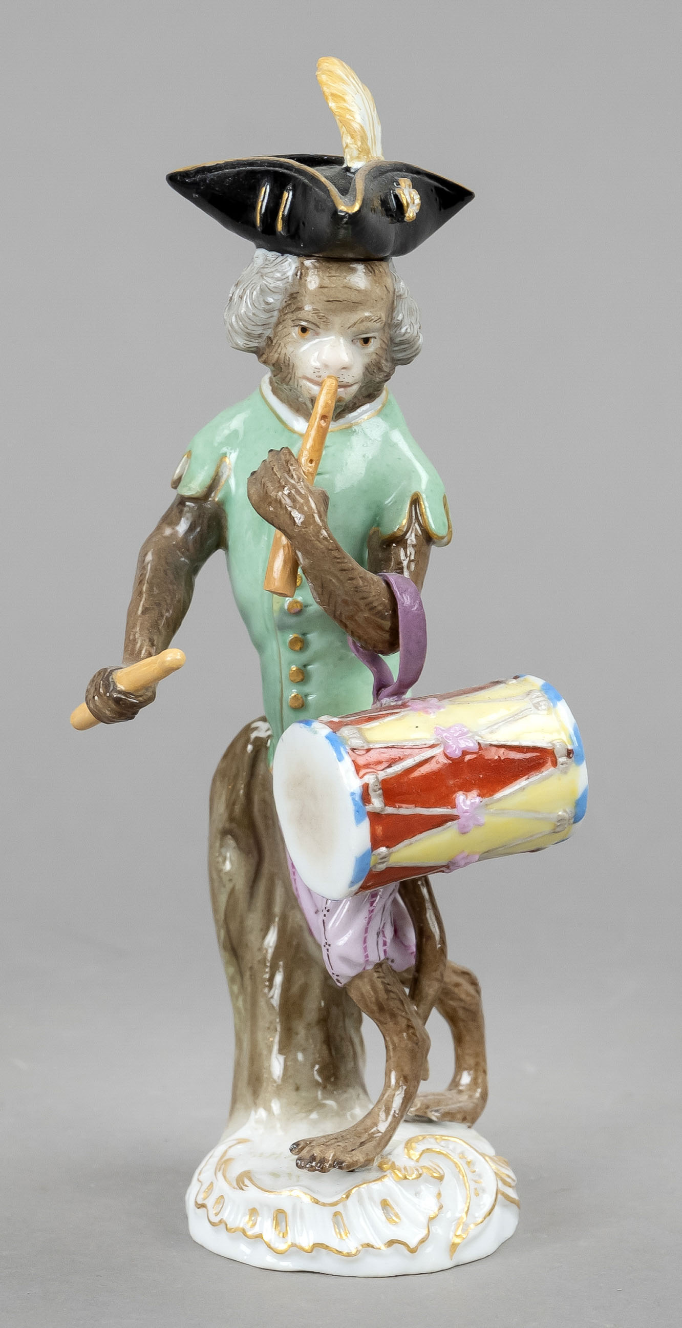 Monkey as a drummer from the Monkey Chapel, Meissen, mark 1850-1924, 2nd choice, design Johann