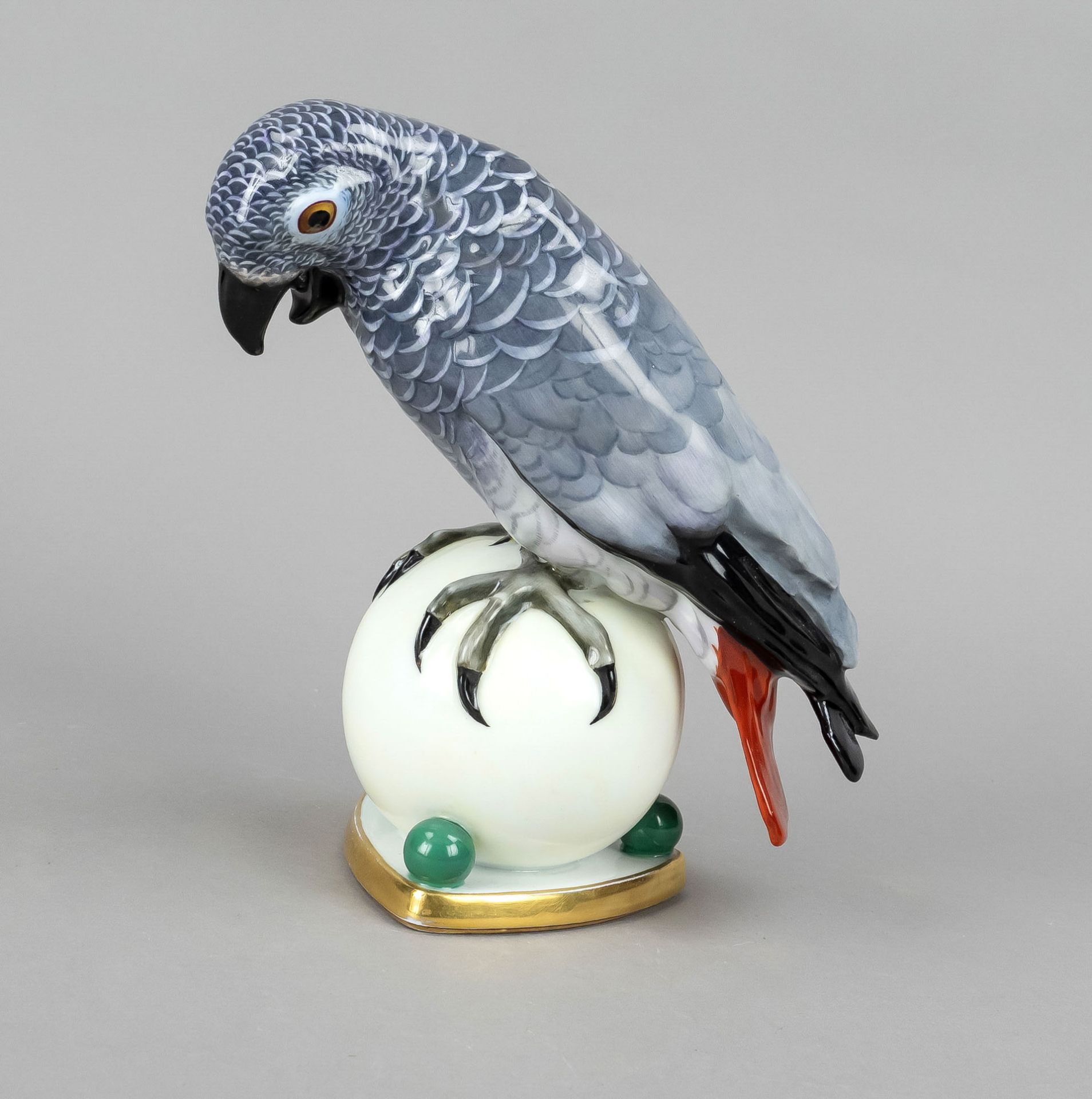 Grey parrot on a ball, design by Prof. Fritz Klee, (1876, Würzburg - 1976, Stuttgart), as the head