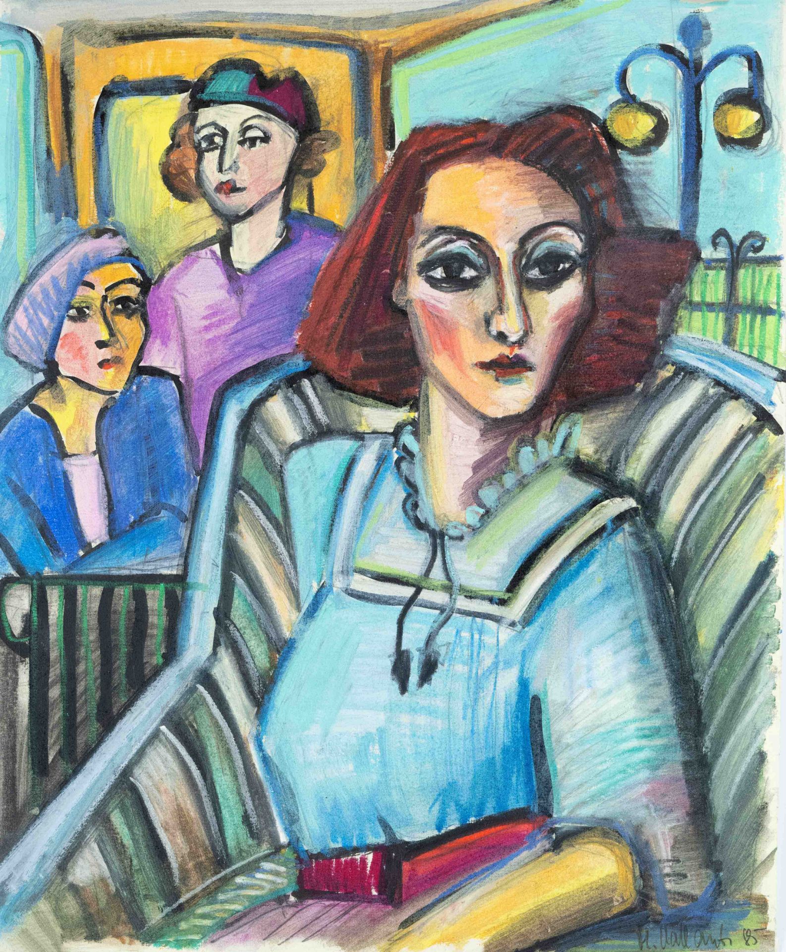 Marion Kallauka (*1949), four expressive portraits of women by the Darmstadt-born artist. She - Image 2 of 4