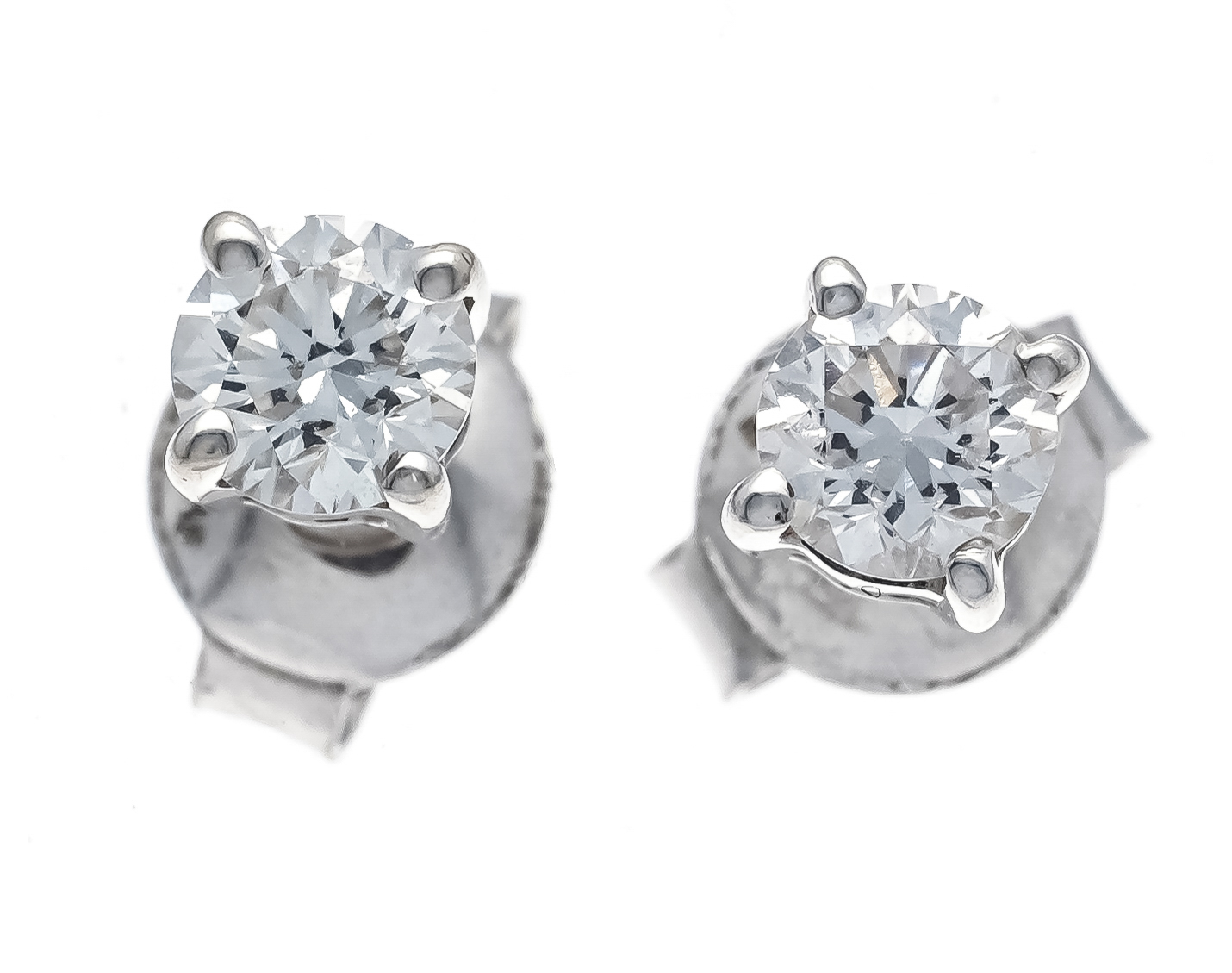 Brilliant earrings WG 750/000 with 2 brilliant-cut diamonds, add. 0.46 ct TW-W/VS-SI, 1.3 g