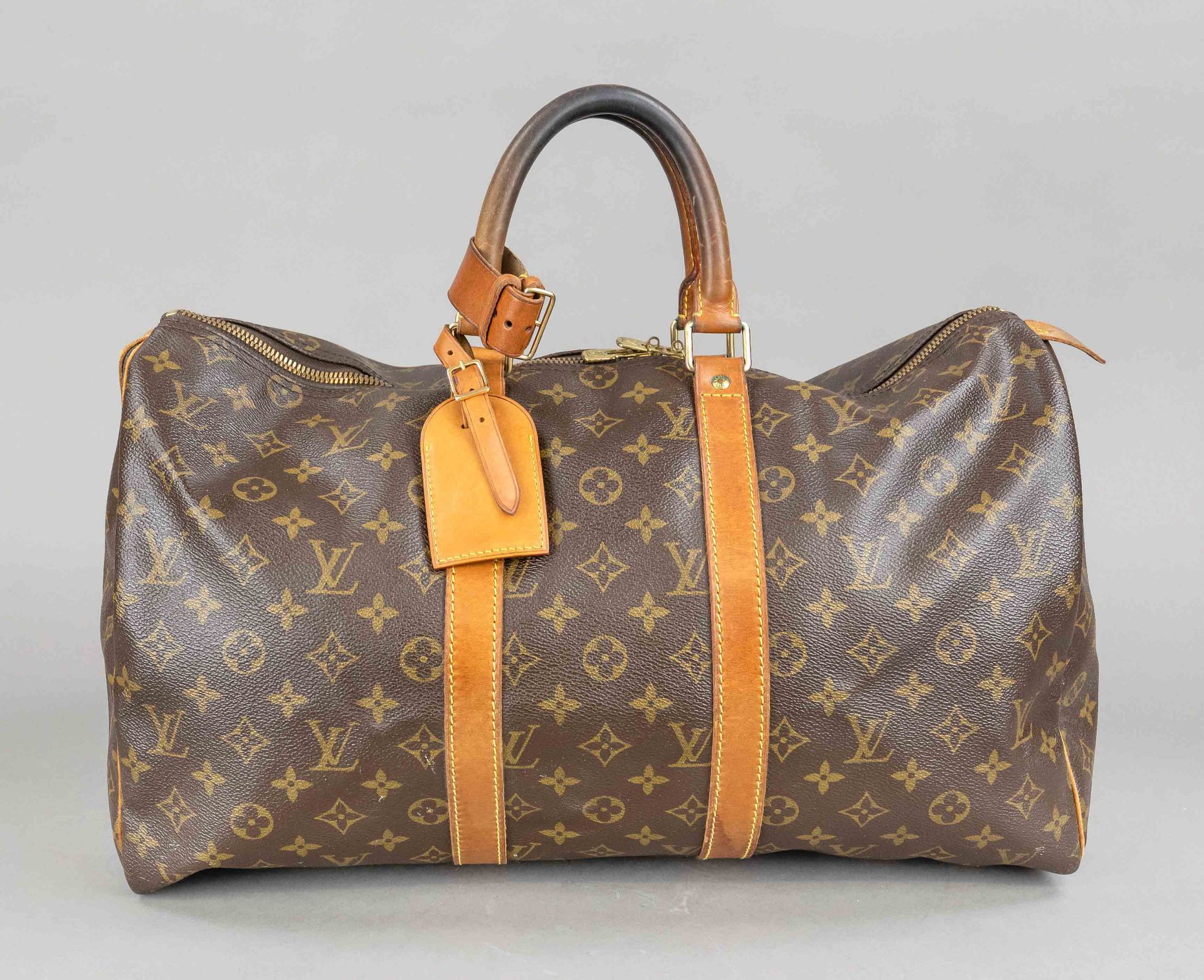 Louis Vuitton, Monogram Canvas Keepall Bandouliere 45 Bag, rubberized cotton fabric in classic