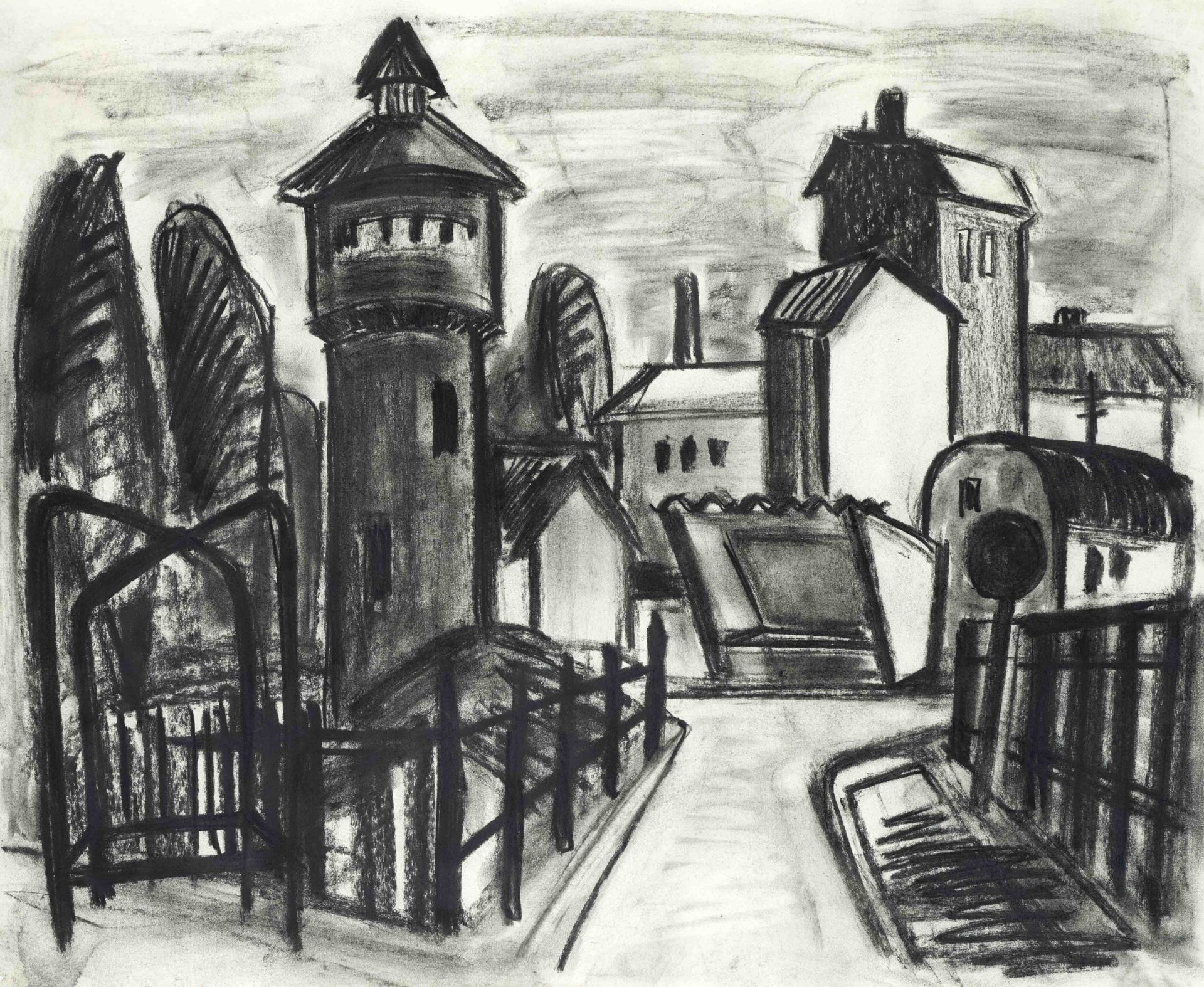 Marion Kallauka (*1949), 9 charcoal drawings by the Darmstadt-born artist, who studied in Berlin and - Image 5 of 5