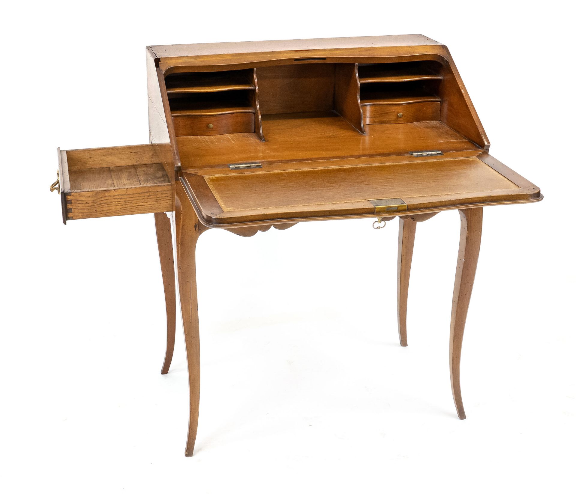 Baroque style lady's secretary, 20th c., cherry wood, drawers on the sides, behind slanted writing - Image 2 of 2