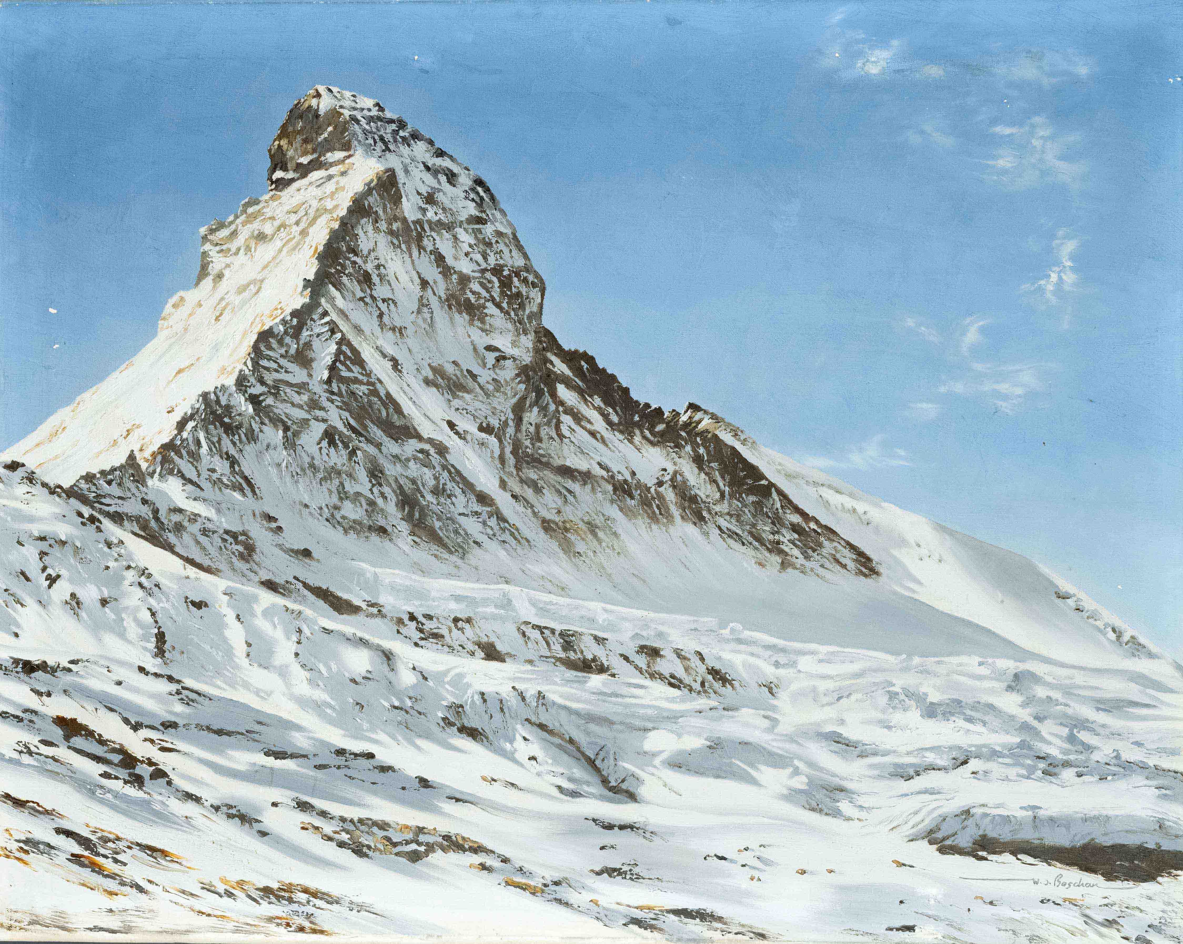 Walter Josef Boschan (1911-1984), Austrian landscape painter, Matterhorn, oil on canvas, signed