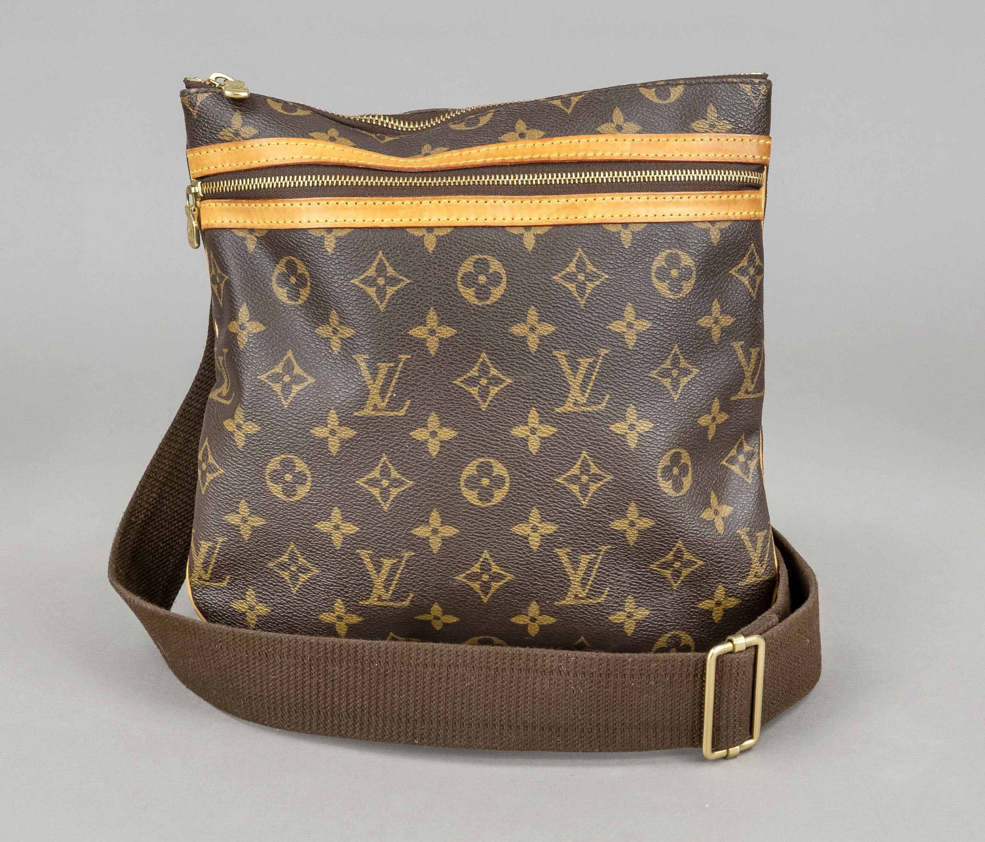 Louis Vuitton, flat Monogram Canvas Crossbody Bag, rubberized cotton fabric in classic logo print