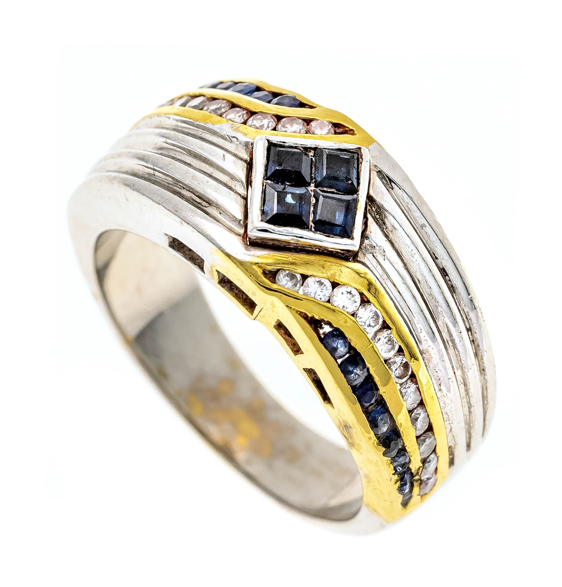 Saphir-Brillant-Ring WG/GG 750