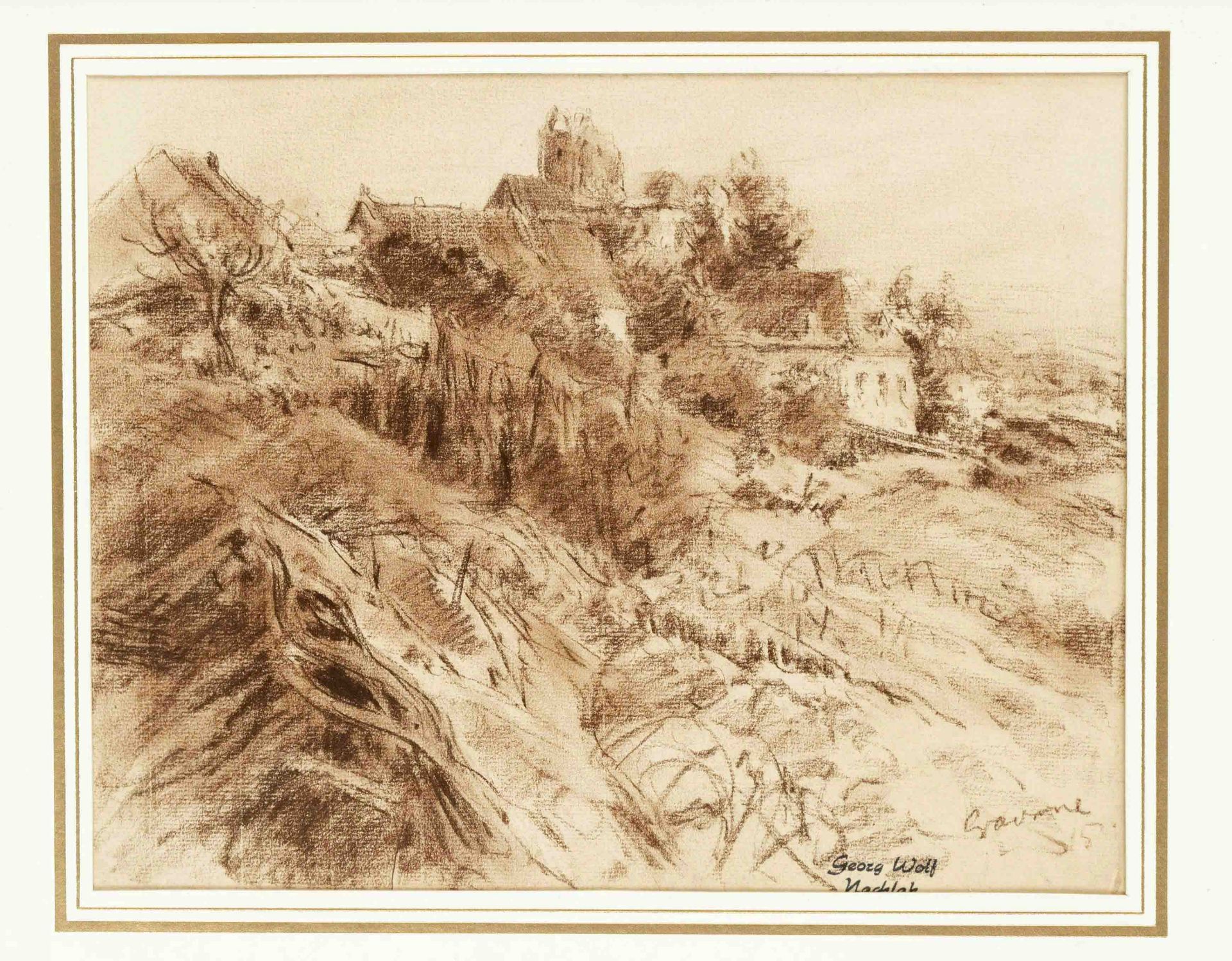 Georg Wolf (1882-1962), Düsseldorf painter. Bundle of 4 drawings from the time of the 1st World War. - Image 3 of 4