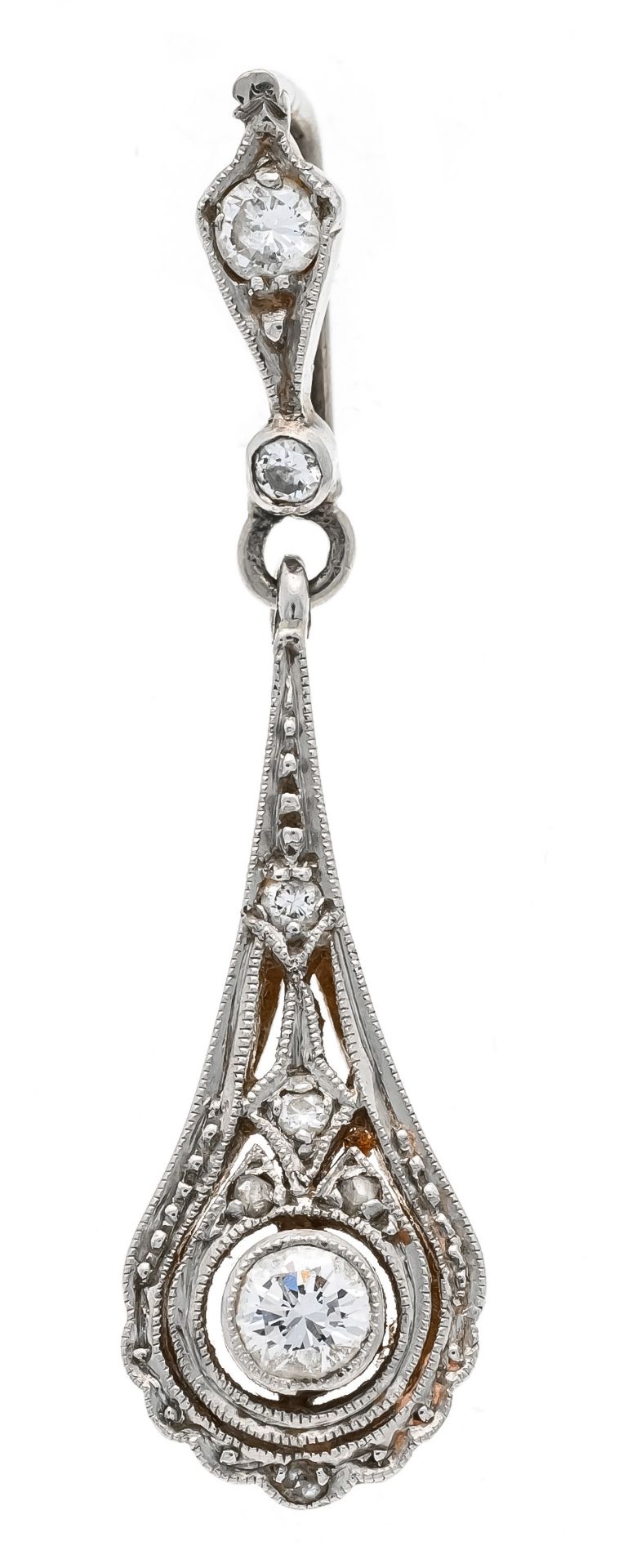 Art deco pendant GG 585/000 and platinum with one old cut diamond 0,12 ct W/SI and 5 diamond