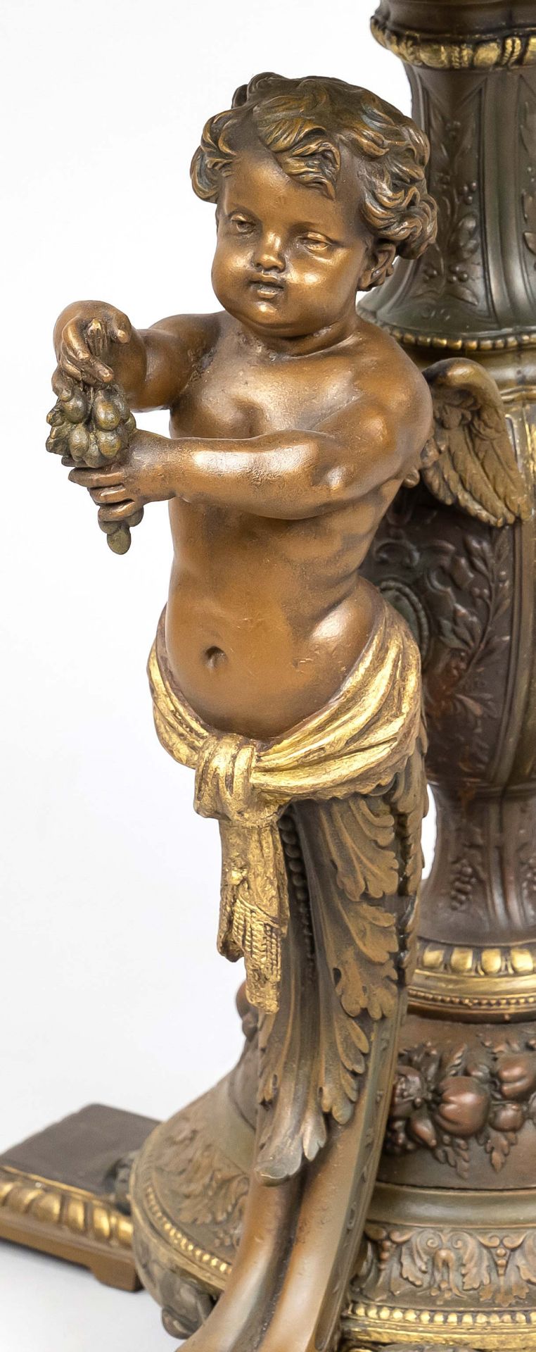 Free-standing state jardiniere, 19th century, four-pass base with satyr putti bacchants around a - Image 2 of 4