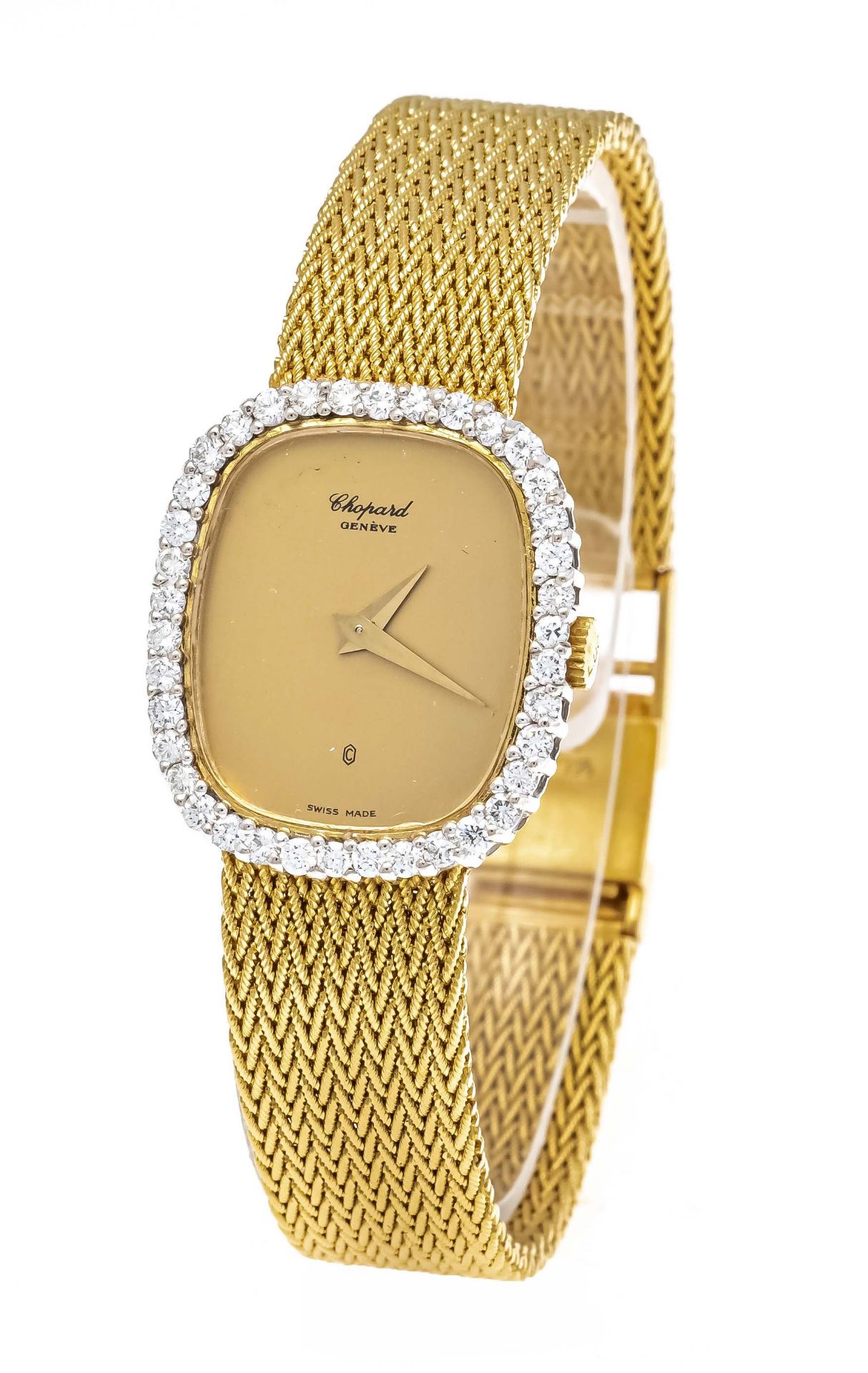 Chopard ladies quartz watch, around 1990, 750/000 GG/WG, 29 diamonds, total approx. 0,29ct. TW/Si,