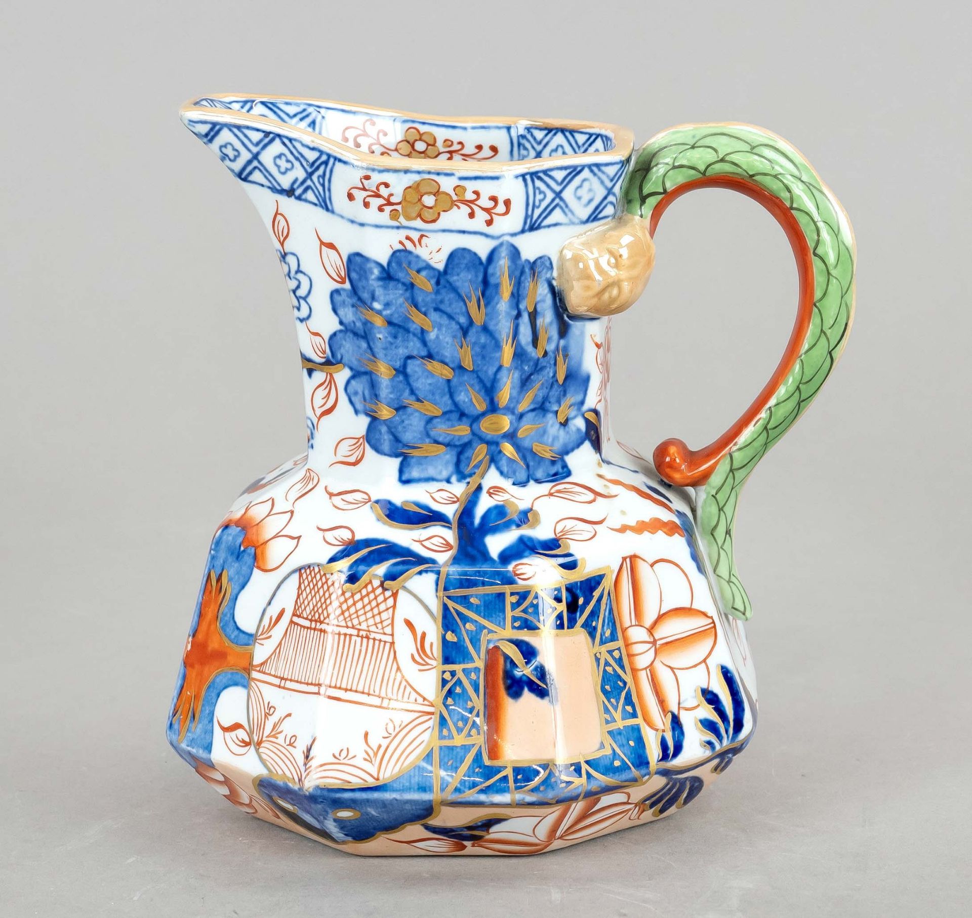 Japonism jug, Davenport Longport, Staffordshire, c. 1870-80, polychrome decoration in Imari manner