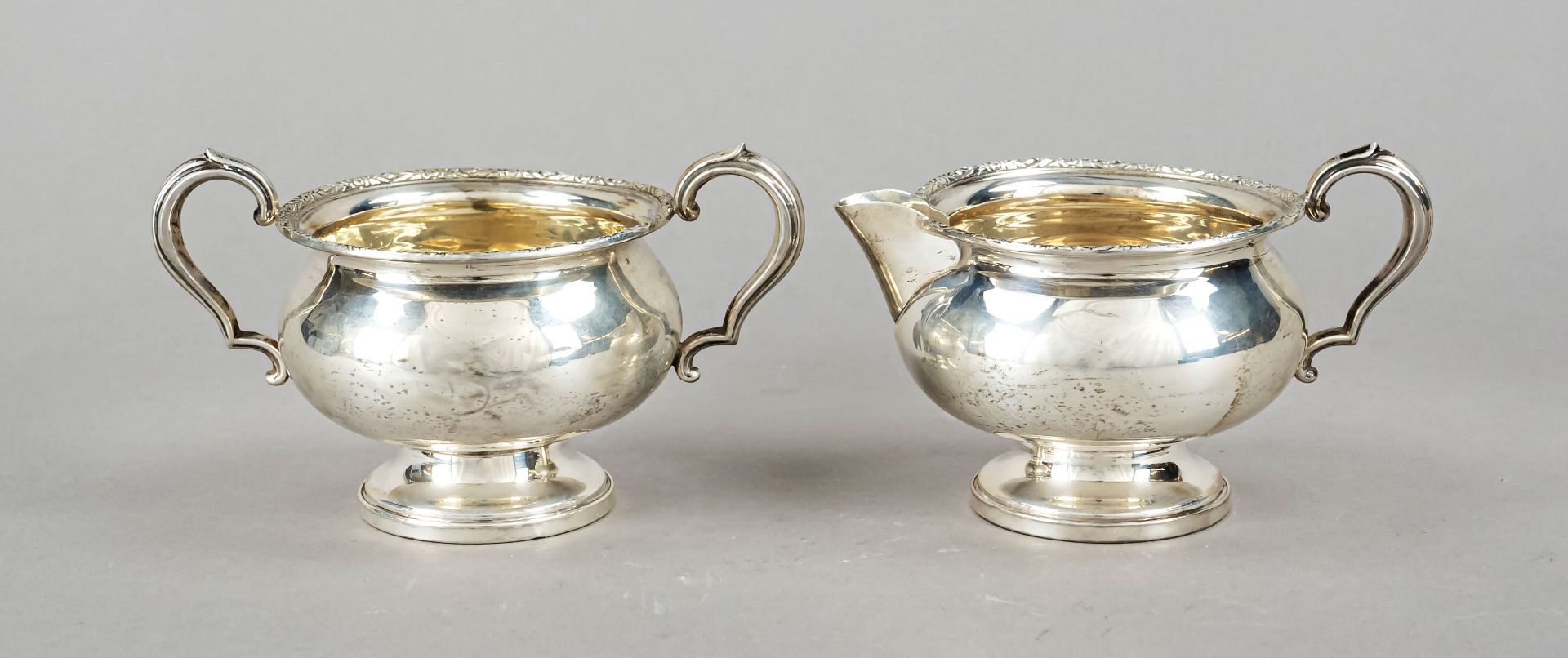 Cream and sugar jar, USA, 20th c., maker's mark Fisher Silversmiths Inc, Jersey Cits, NJ, sterling