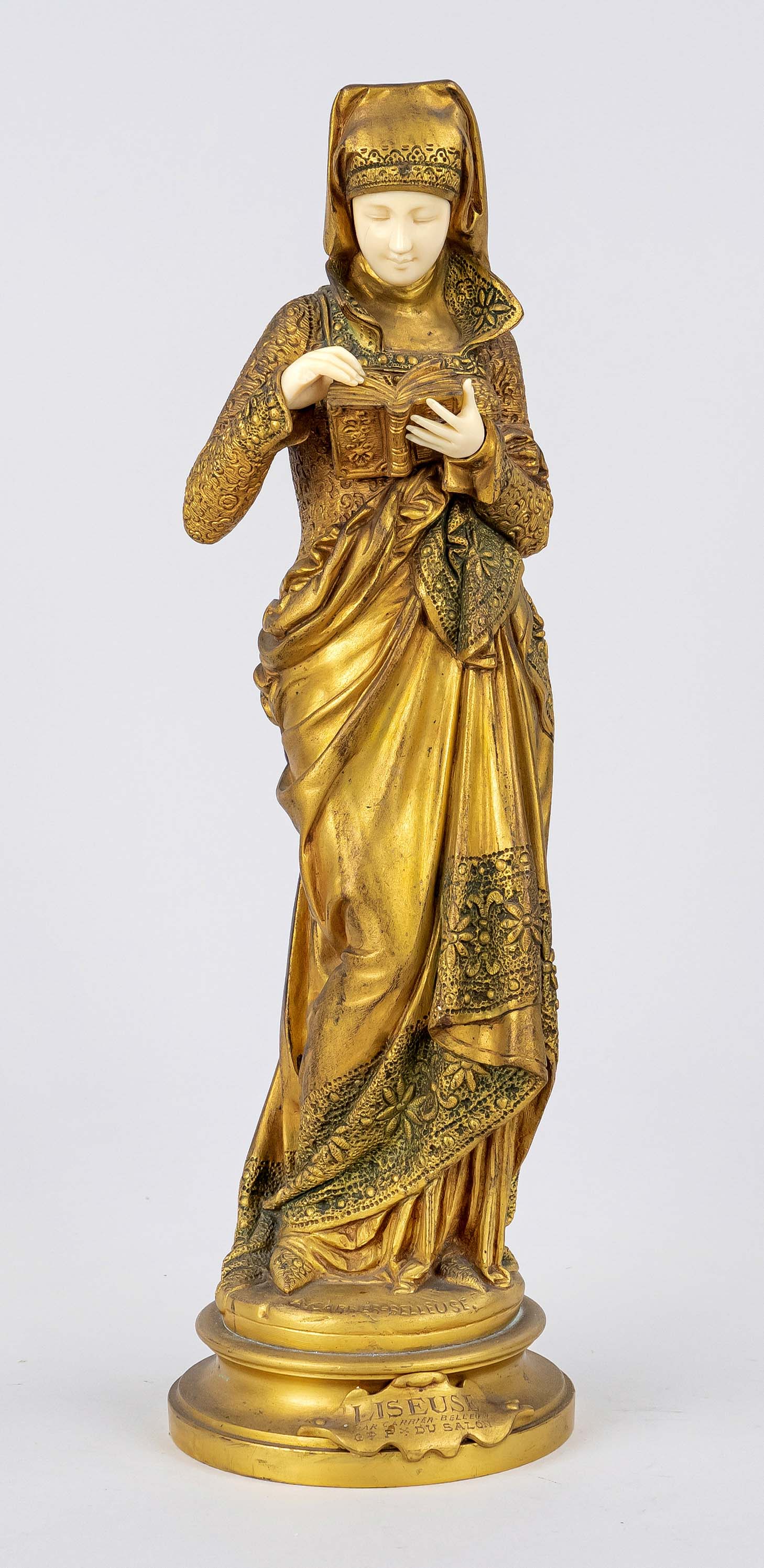 Albert-Ernest de Carrier-Belleuse (1824-1887), important French sculptor, golden patinated bronze