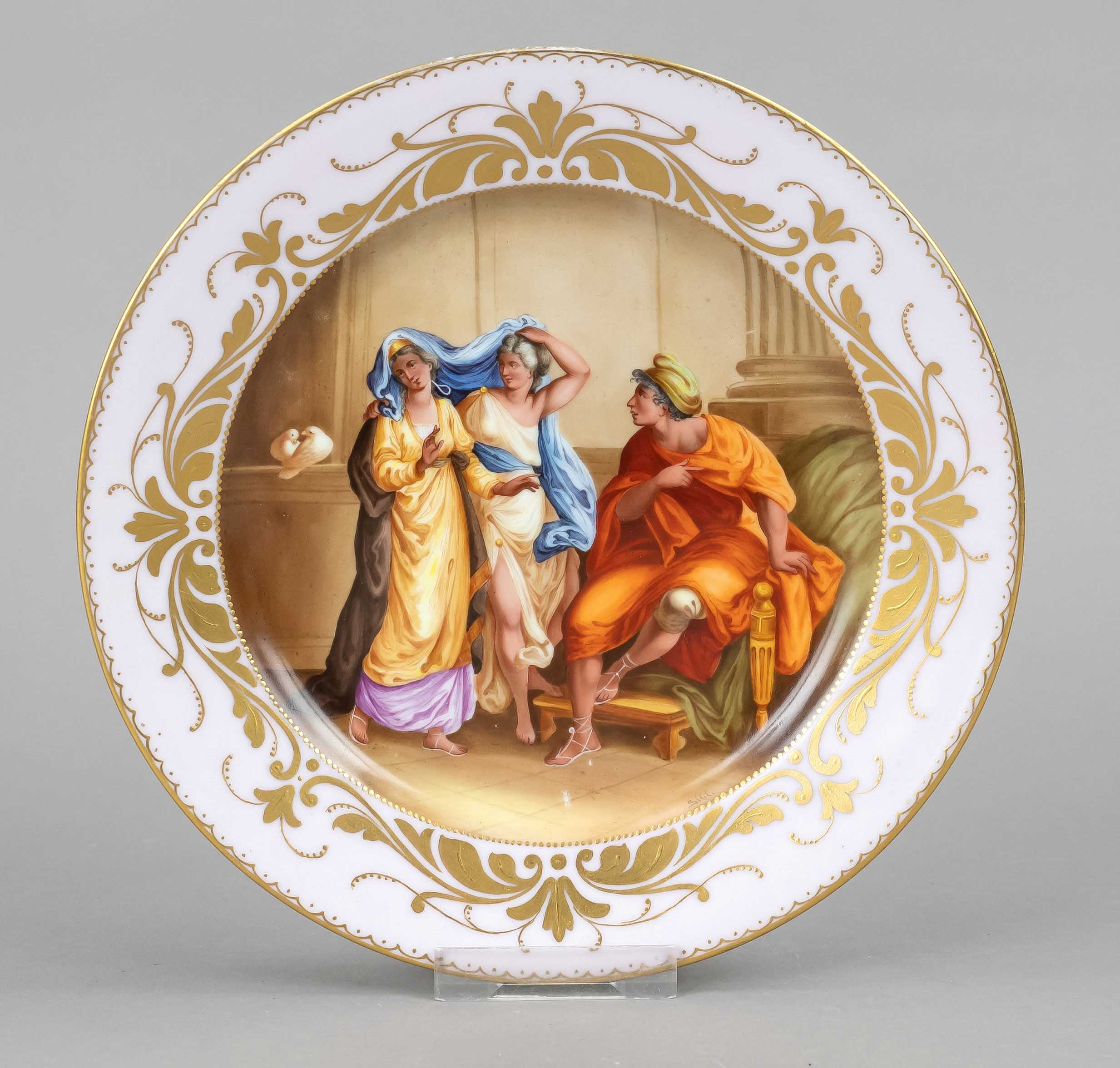 A picture plate in old Viennese style, Thuringia, around 1900, beehive mark, slightly moulded