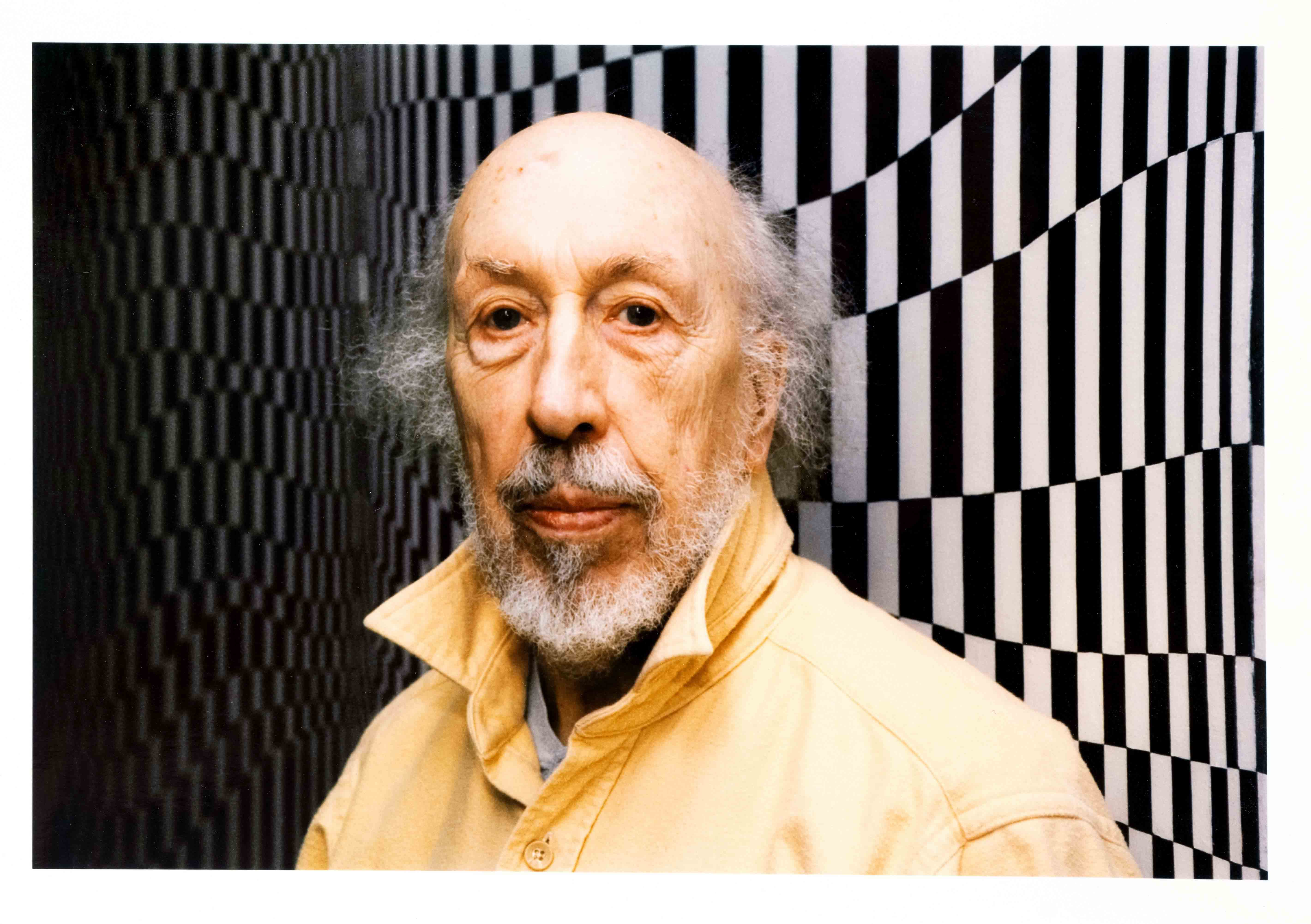 Dieter Schwerdtle (1952-2009), portrait of the artist Richard Hamilton, color print, verso stamp