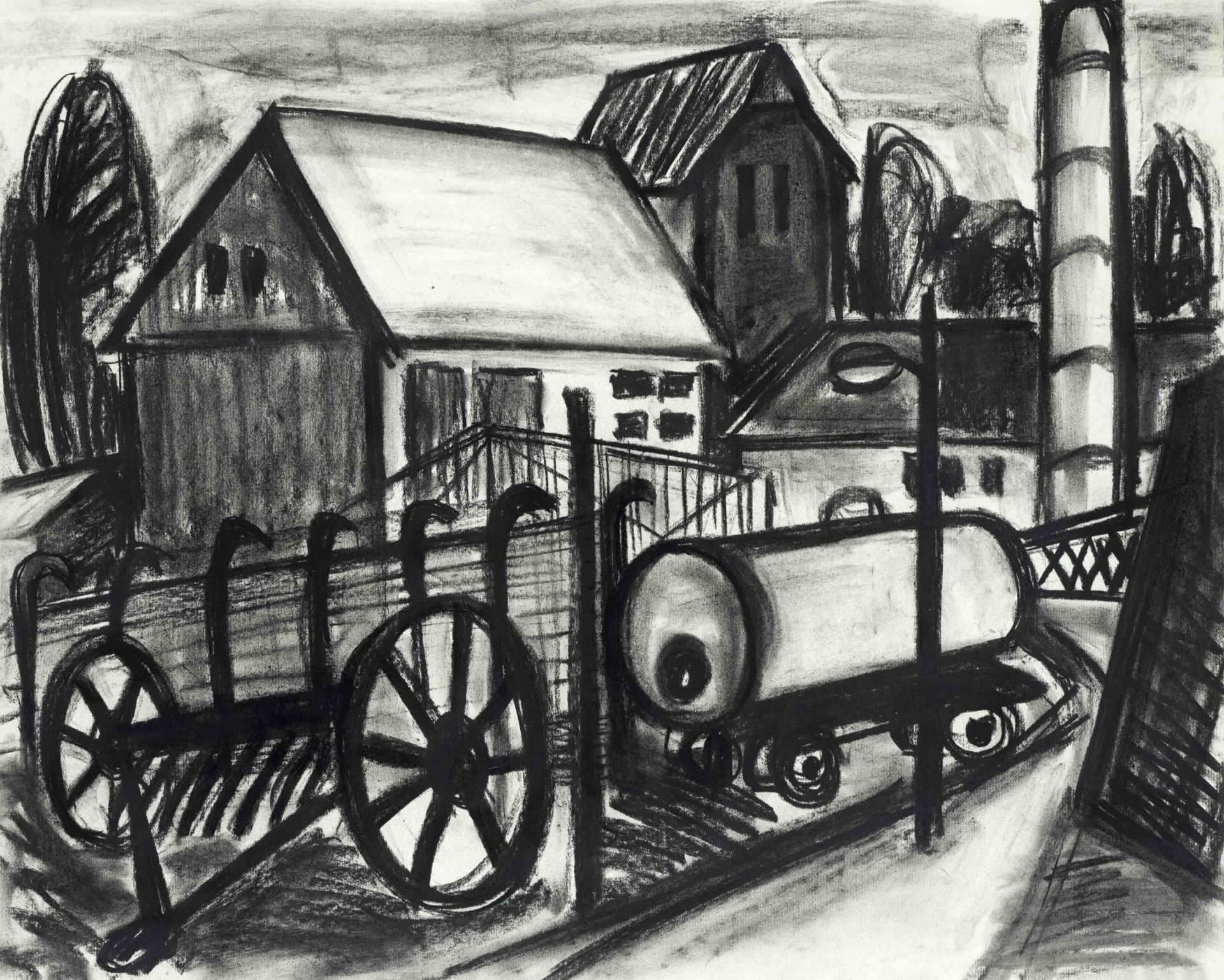 Marion Kallauka (*1949), 9 charcoal drawings by the Darmstadt-born artist, who studied in Berlin and - Image 4 of 5