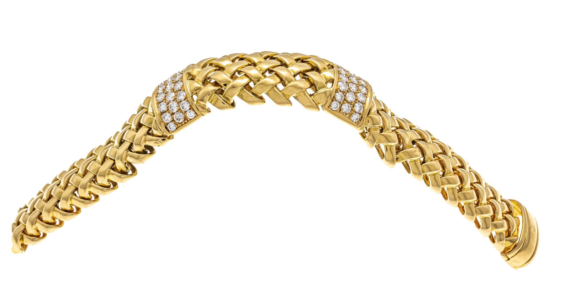 Heavy Tiffany & Co. link bracelet from the Vannerie Collection GG 750/000 with 45 brilliant-cut - Image 2 of 3