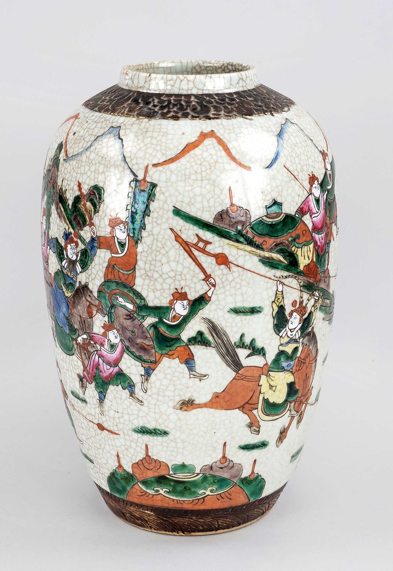 Large Nanjing vase with warrior scenes, China, Republic period(1911-1949), 1920s, stoneware with