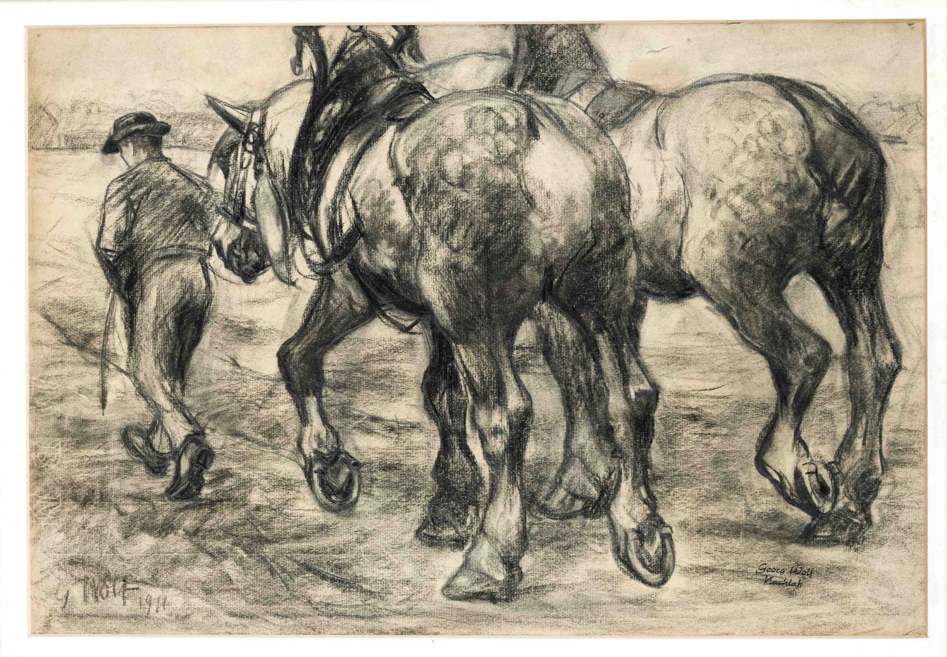 Georg Wolf (1882-1962), Düsseldorf painter. Bundle of 4 drawings from the time of the 1st World War. - Image 4 of 4