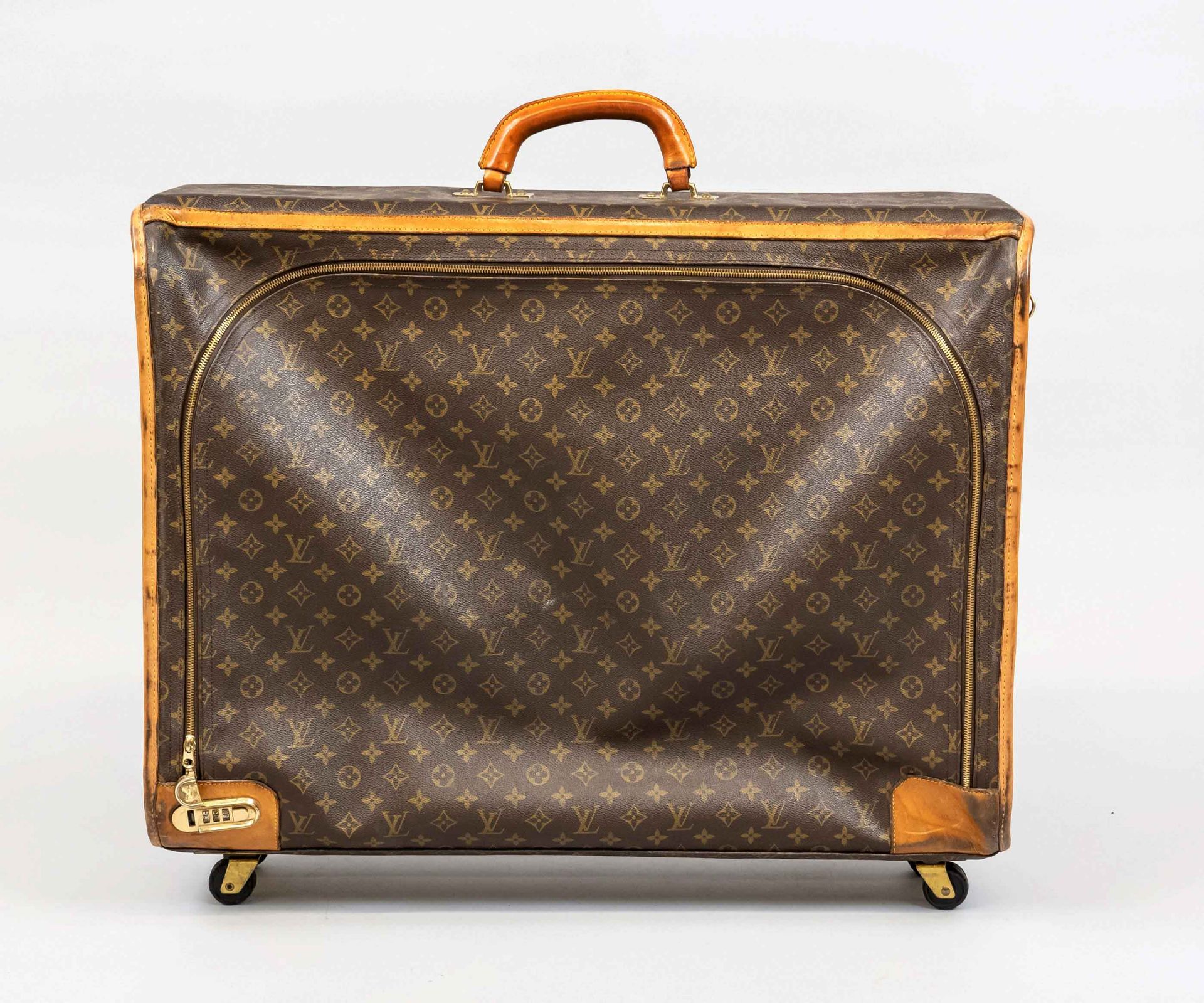 Louis Vuitton, large vintage monogram canvas softshell travel case, rubberized cotton fabric in