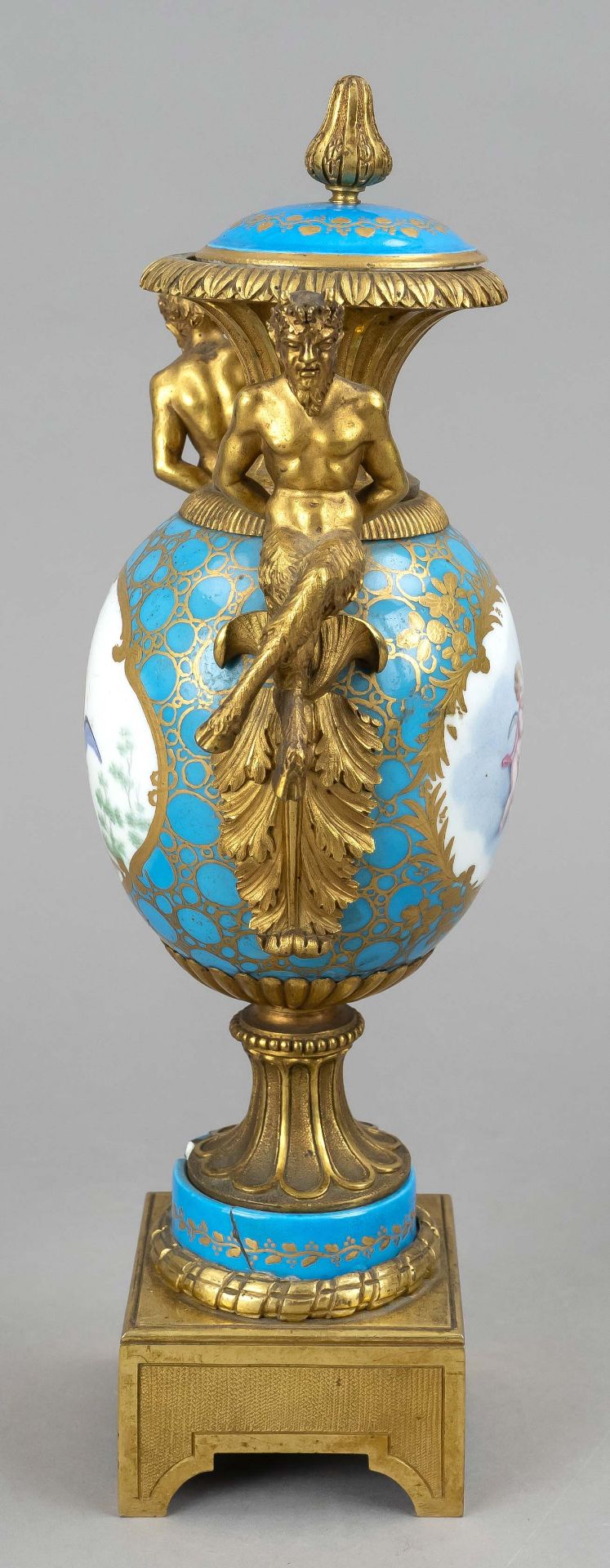 Goblet vase with bronze mounting, France, 19th century, in the style of Sevres, amphora vase with - Image 3 of 3