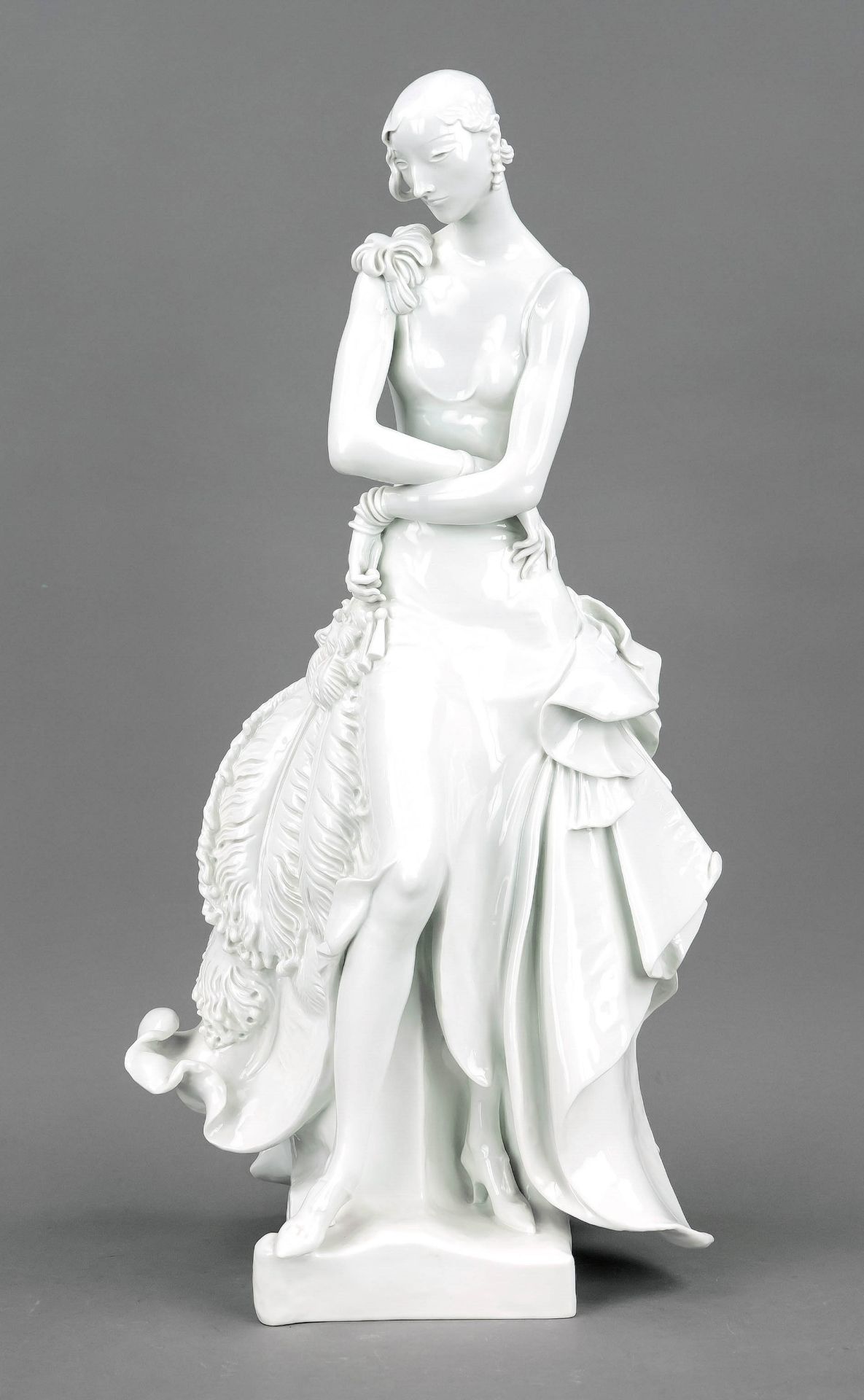 Art deco figure 'Lady with fan', Meissen, 21st century, 1st choice, pressed mark for white
