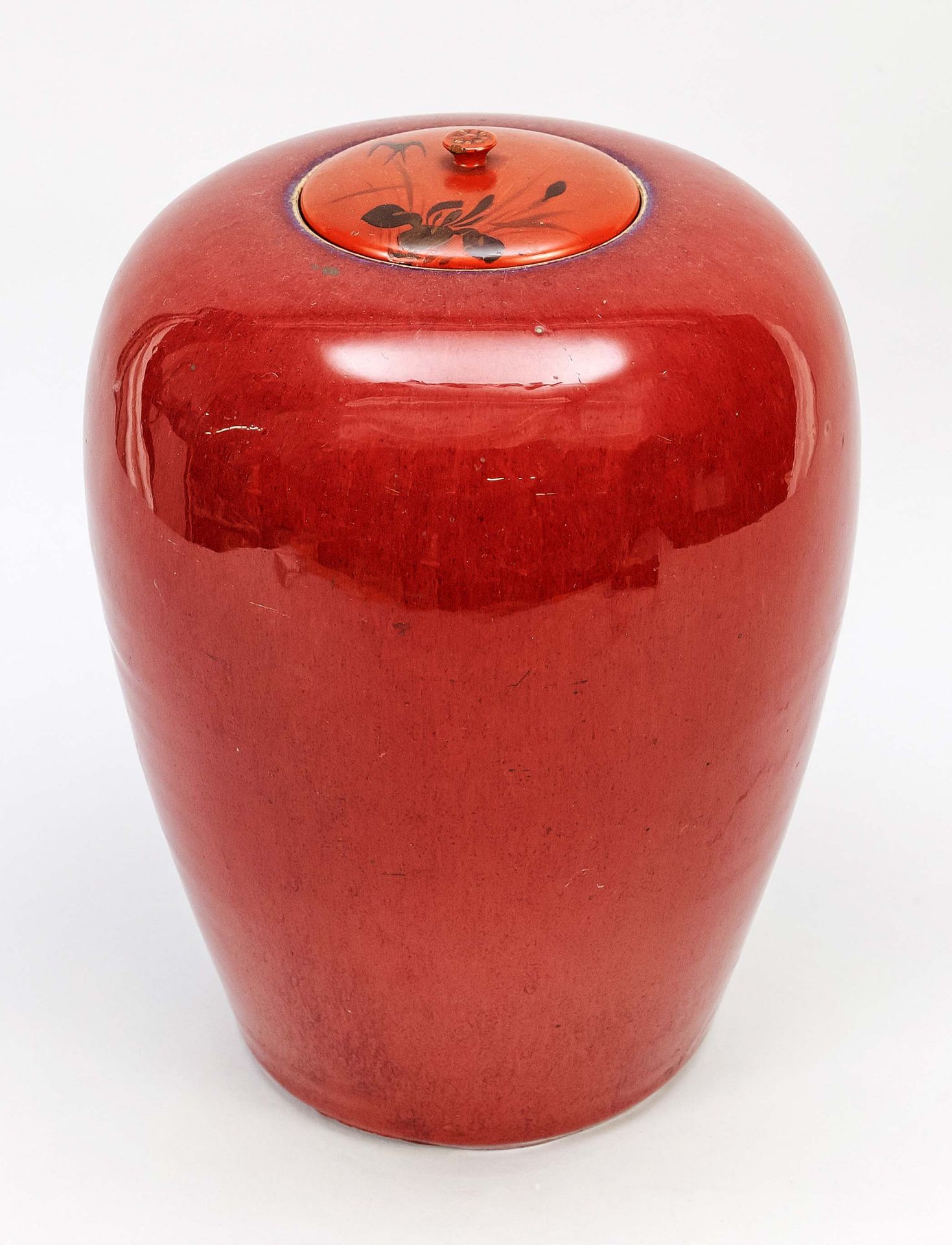 Tall oxblood shoulder pot with yaobian glaze no.2, China, probably Qing dynasty(1644-1912) 18th