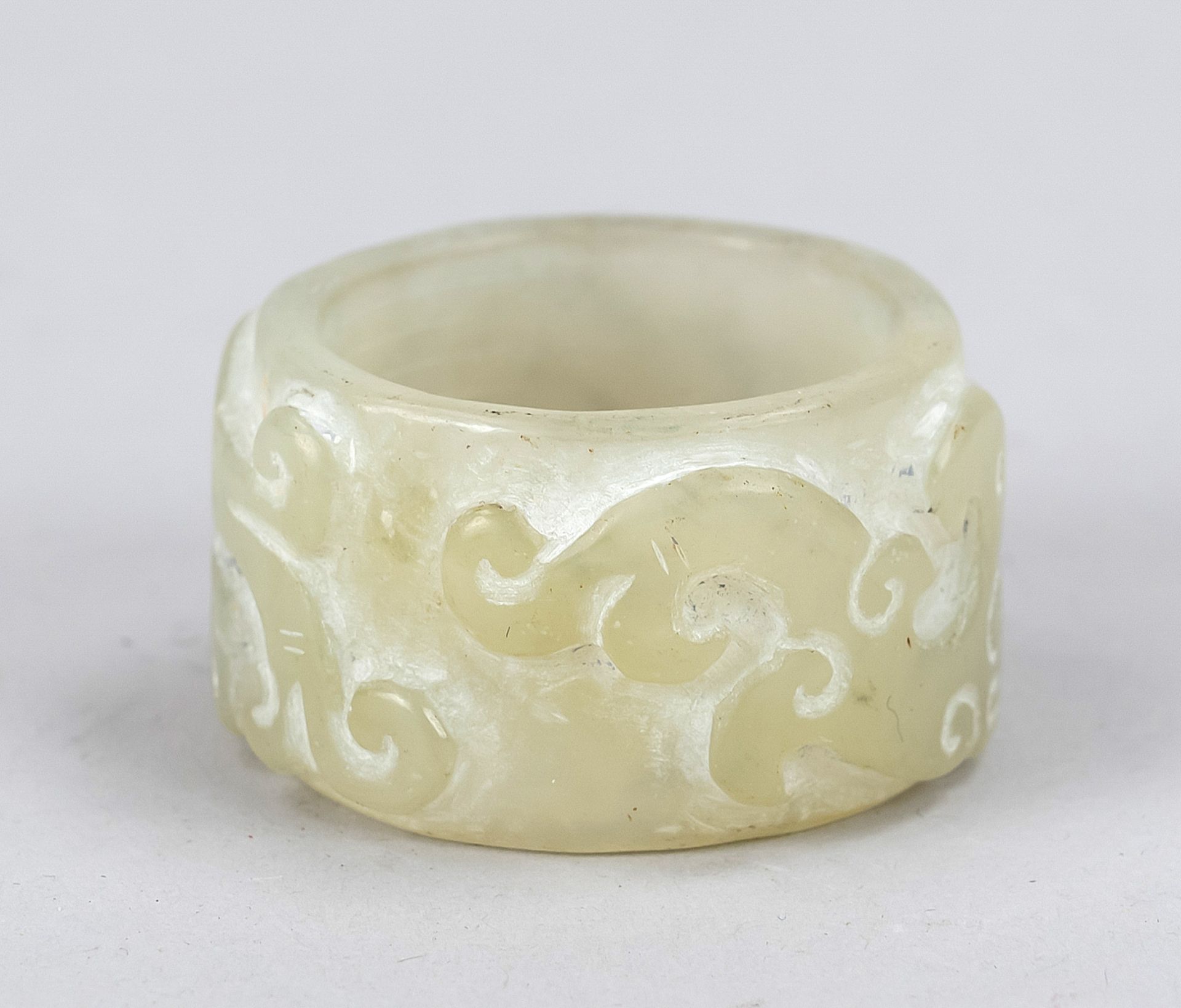 Jade tubule, China, probably Qing dynasty(1644-1912), light green jadeite with abstracted bird