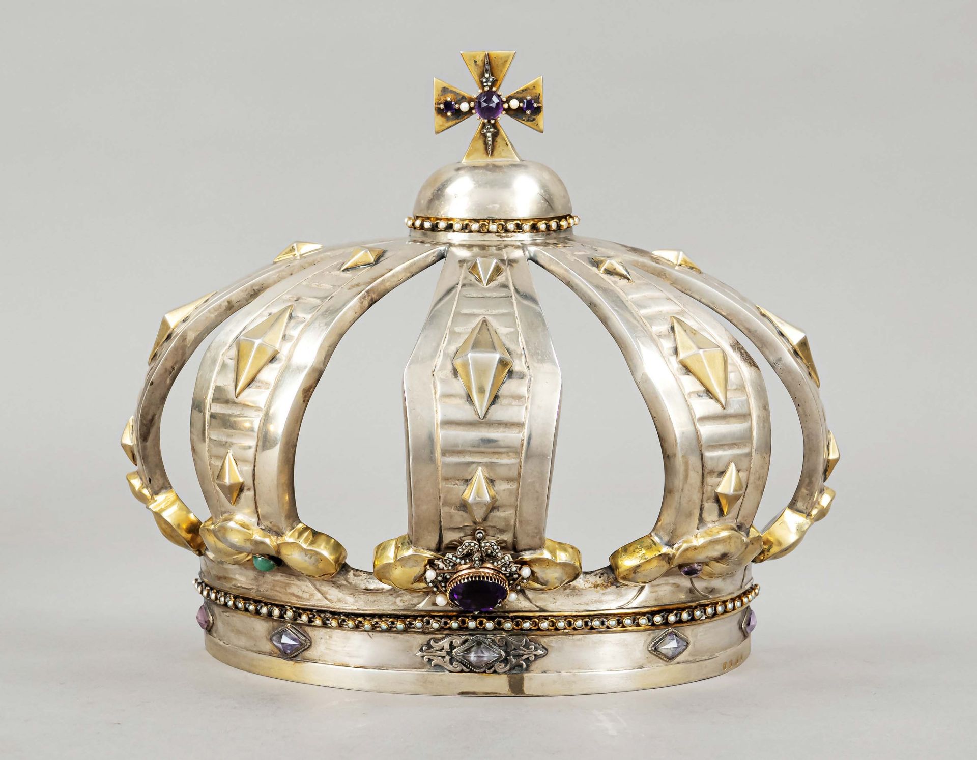 Wall decoration in the shape of a crown, German, around 1900, maker's mark Bruckmann & Söhne,
