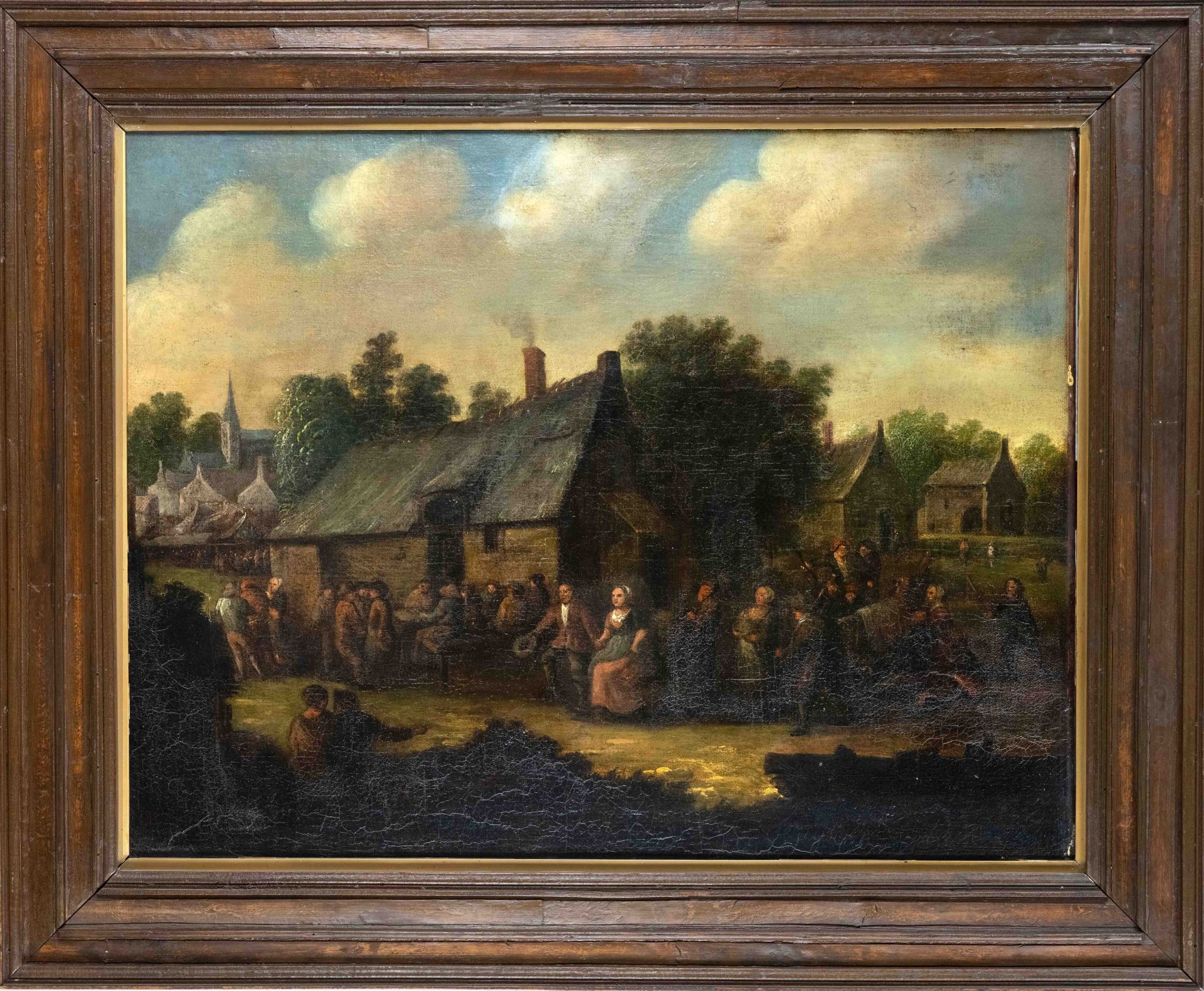 Cornelius Doogsloot (1630-1673) (attrib.), Dutch genre painter, multi-figure fair scene, oil on