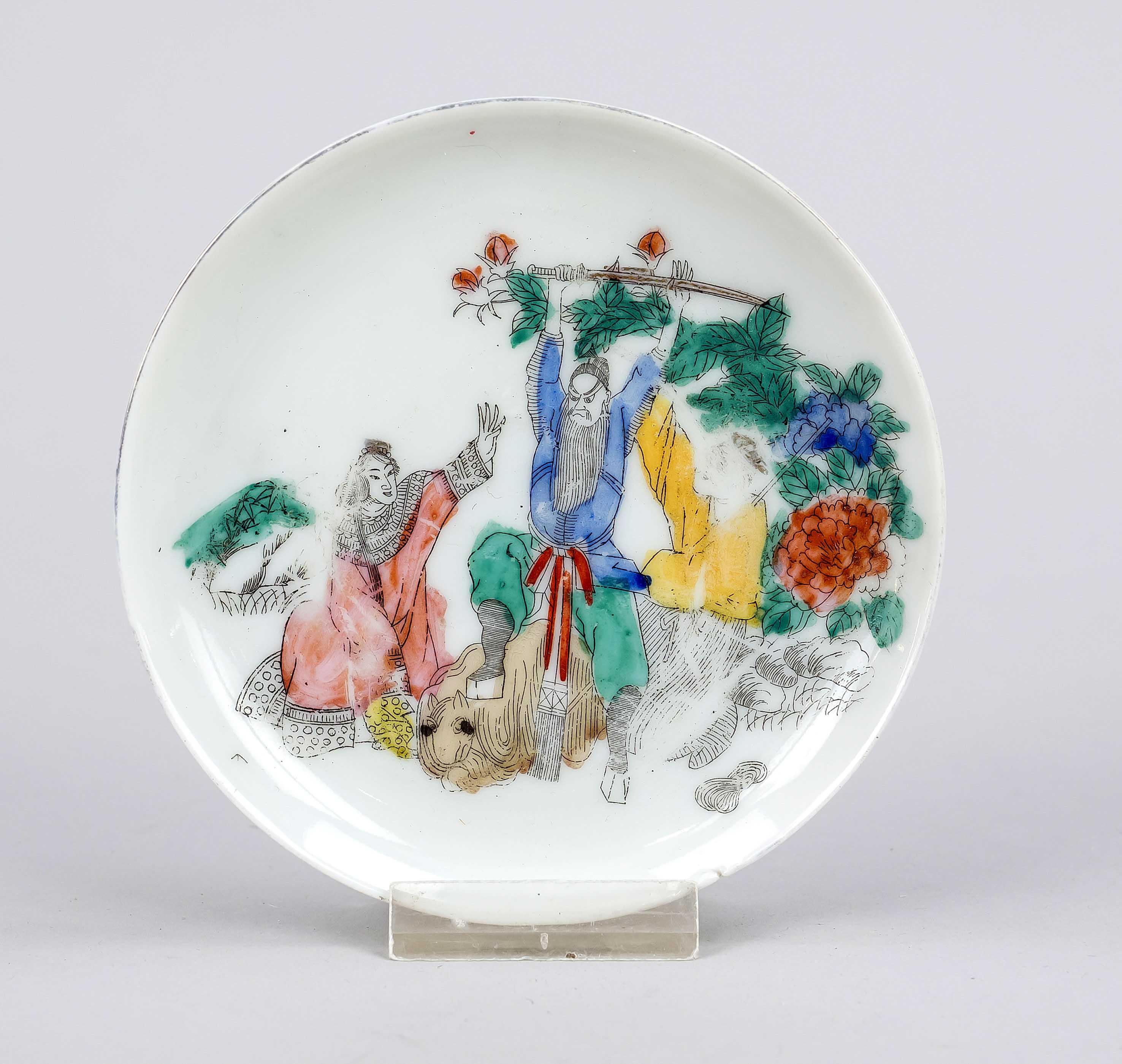 Small Peking opera plate, China, Qing dynasty(1644-1911), 19th century, porcelain with polychrome