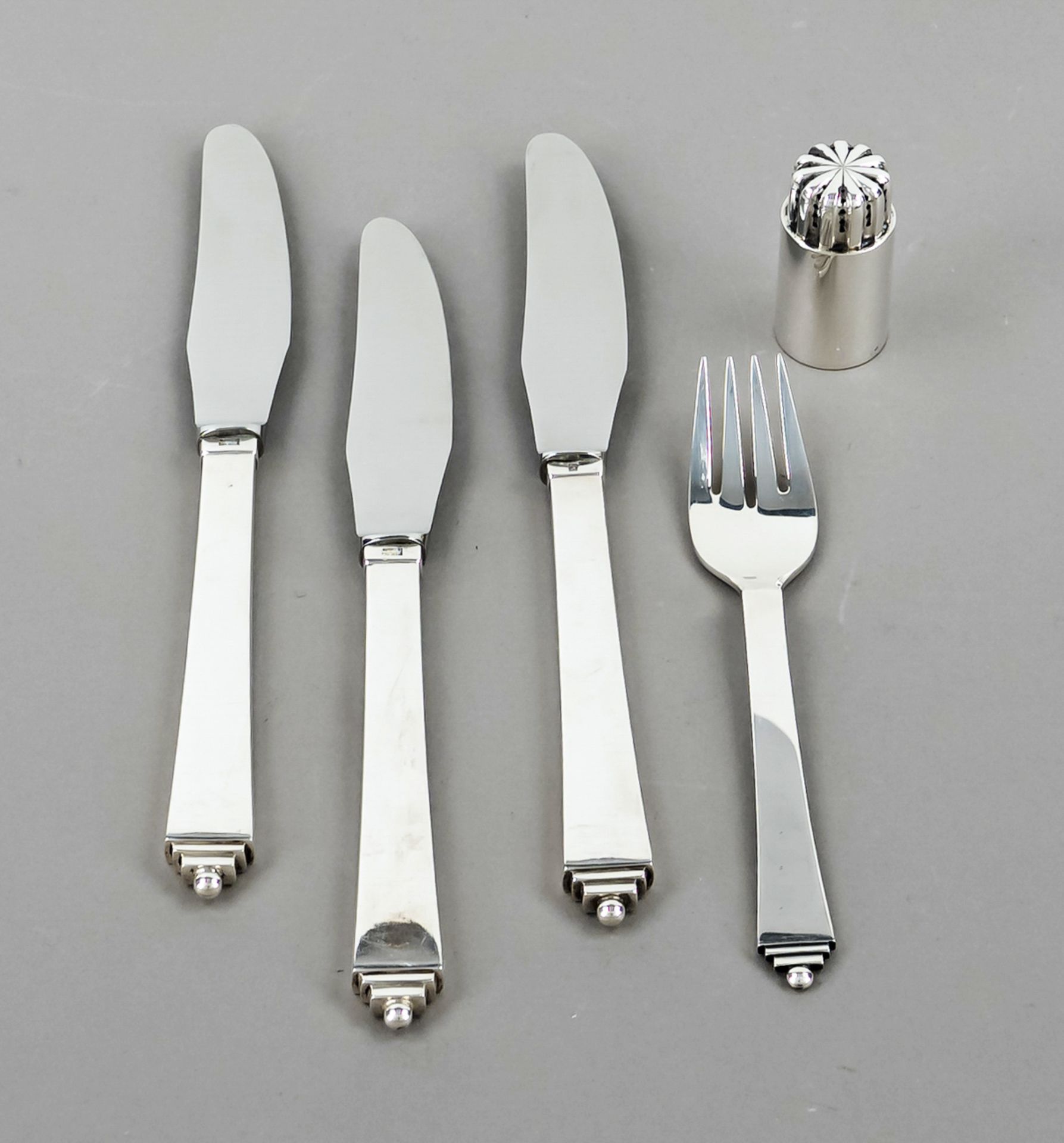 Set of five pieces, Denmark, mark 1933-44 or after 1945, master mark Georg Jensen, Copenhagen,