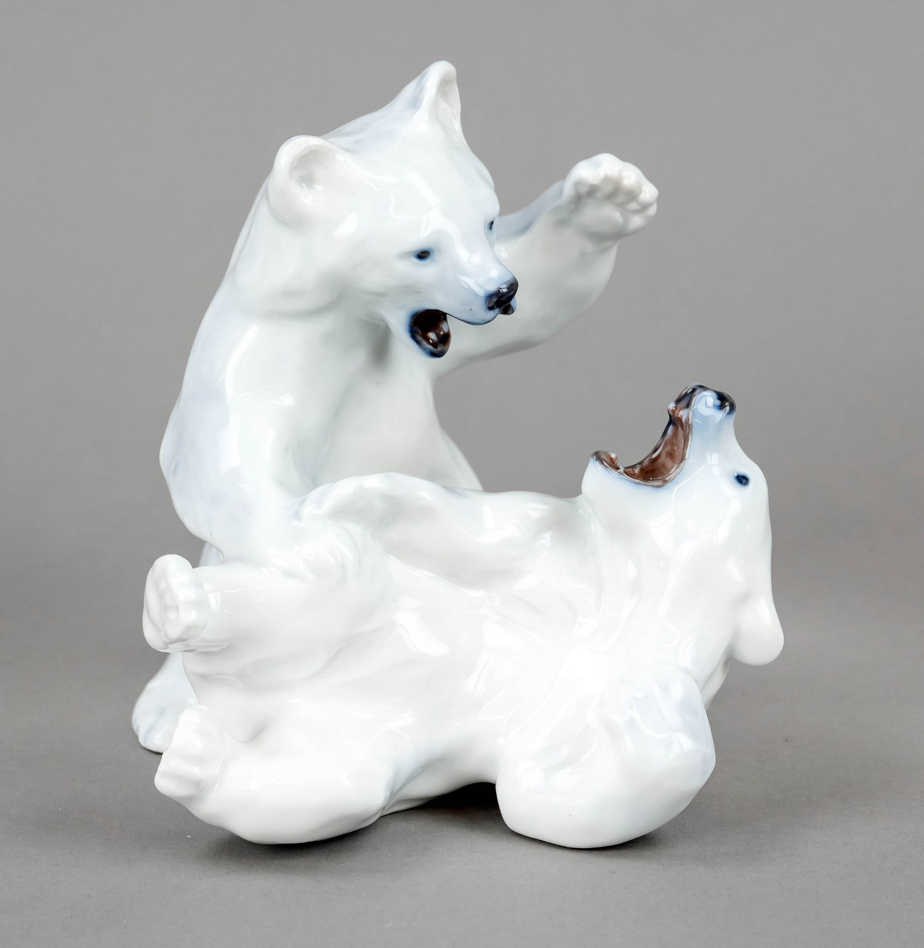 fighting group of polar bears, Royal Copenhagen, Denmark, 20th century, design Knud Kuhn, model