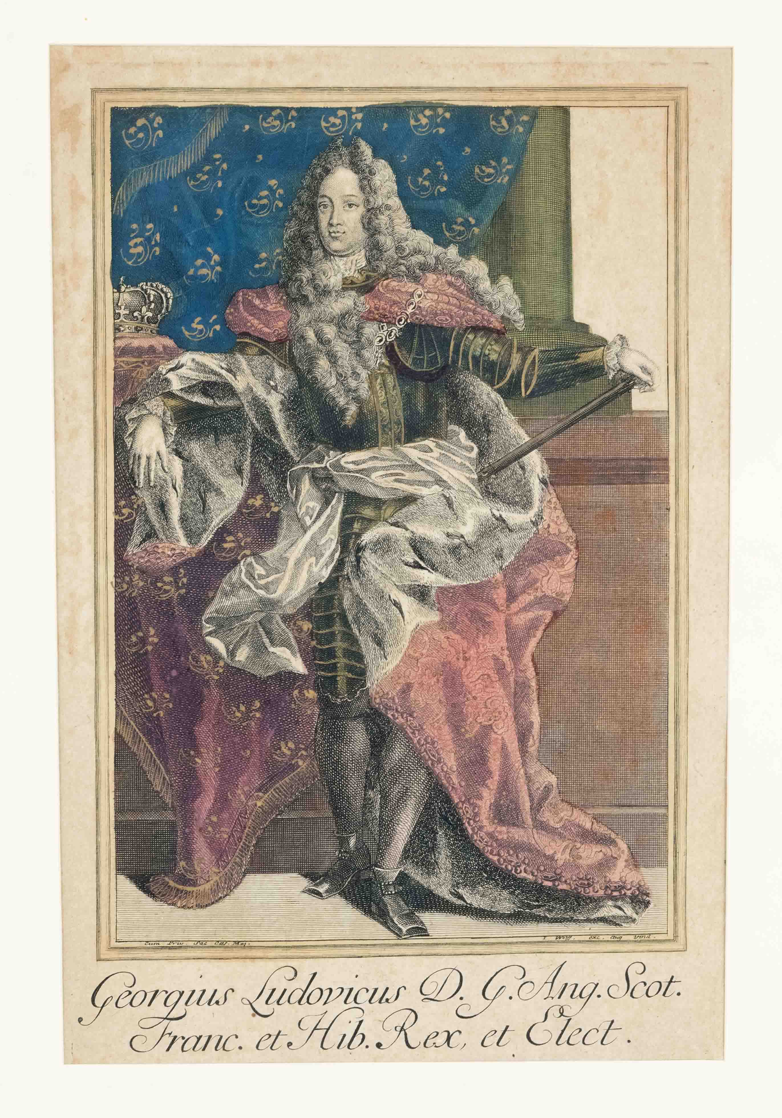 Three colored portrait copperplates of the 18th century, full-figure portraits of rulers of Louis - Image 2 of 3
