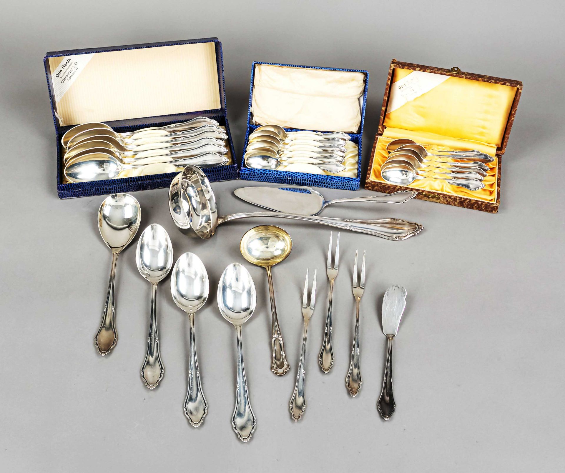 Cutlery for twelve persons, German, 20th c., master mark Hanseatische Silberwarenfabrik, Bremen, - Image 2 of 2