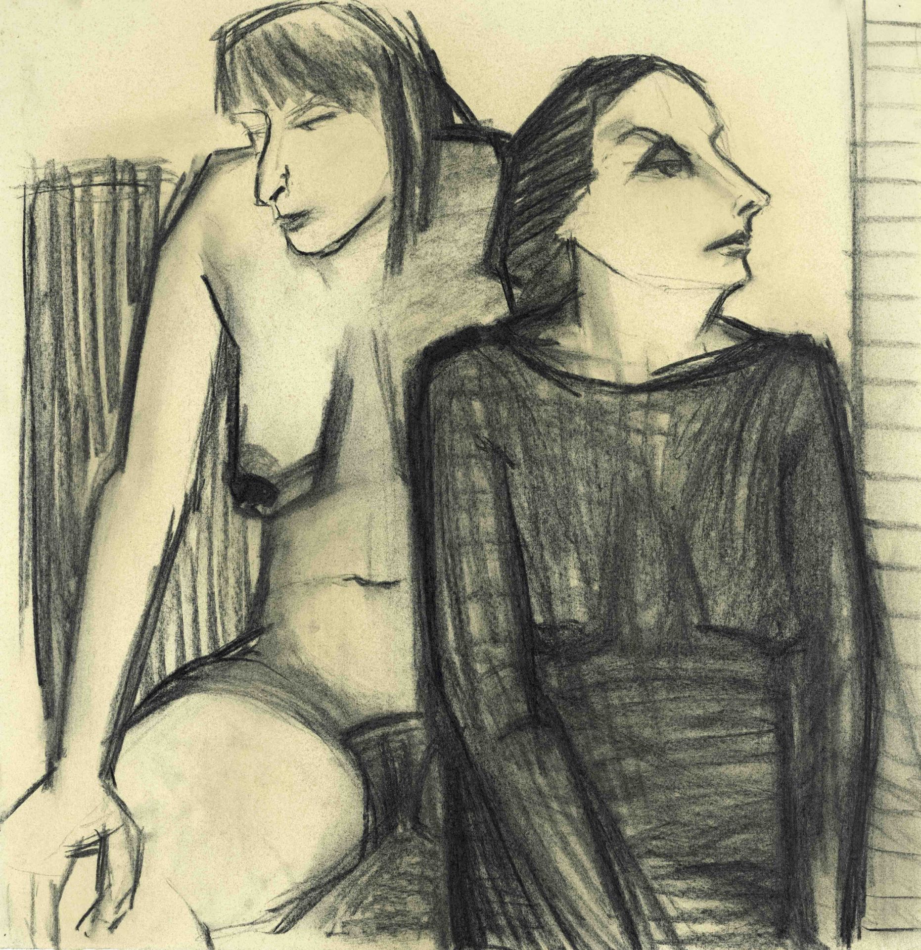 Marion Kallauka (*1949), 11 charcoal drawings by the Darmstadt-born artist, who studied in Berlin